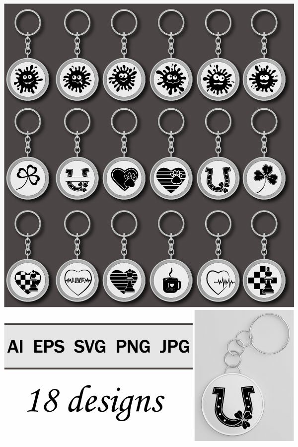 Keychain, bundle of 18 SVG designs