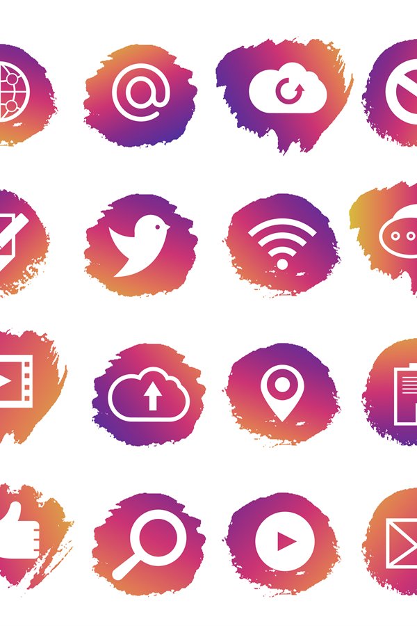 Bright social media and network vector icons set