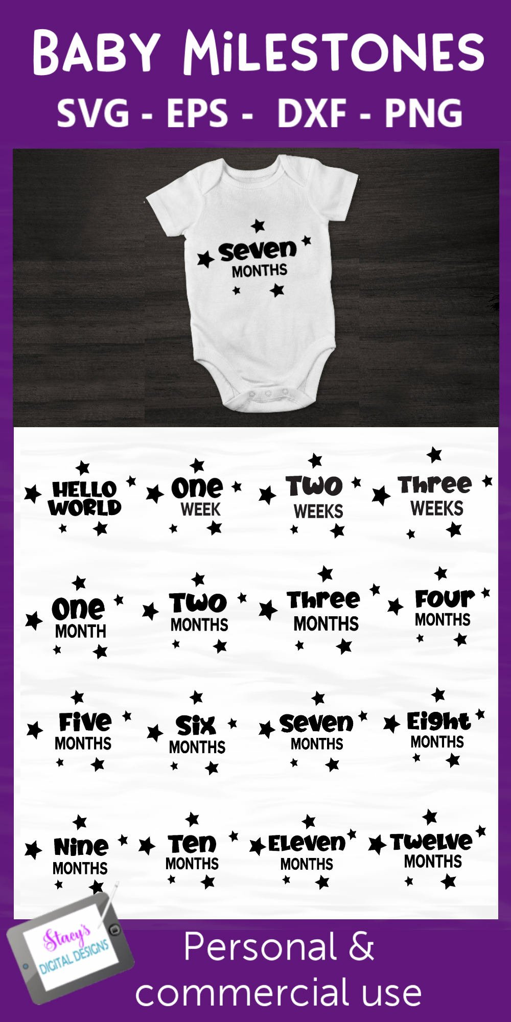 Baby Milestones Bundle Vo. 2 |16 Baby milestone SVG designs