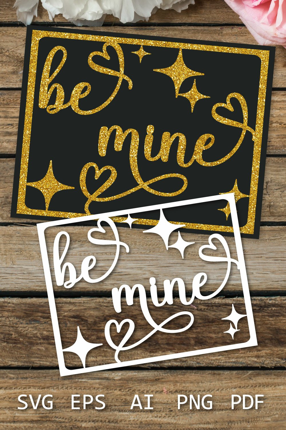 Be mine card SVG template, Valentines Day Paper cut design