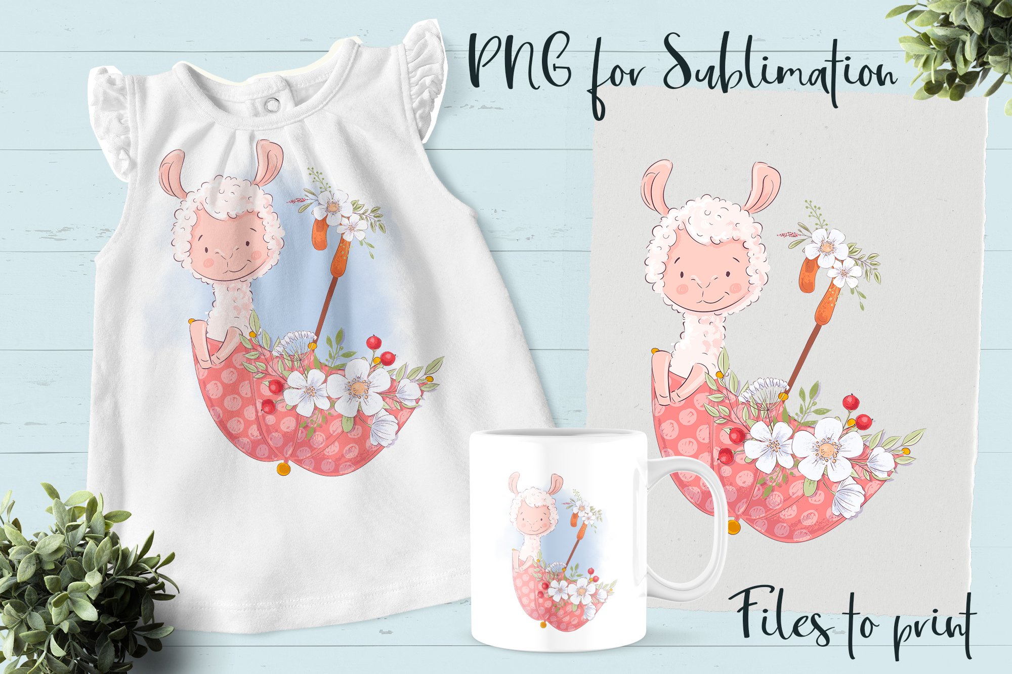 Cute Lama sublimation. Design for printing. (1571406)