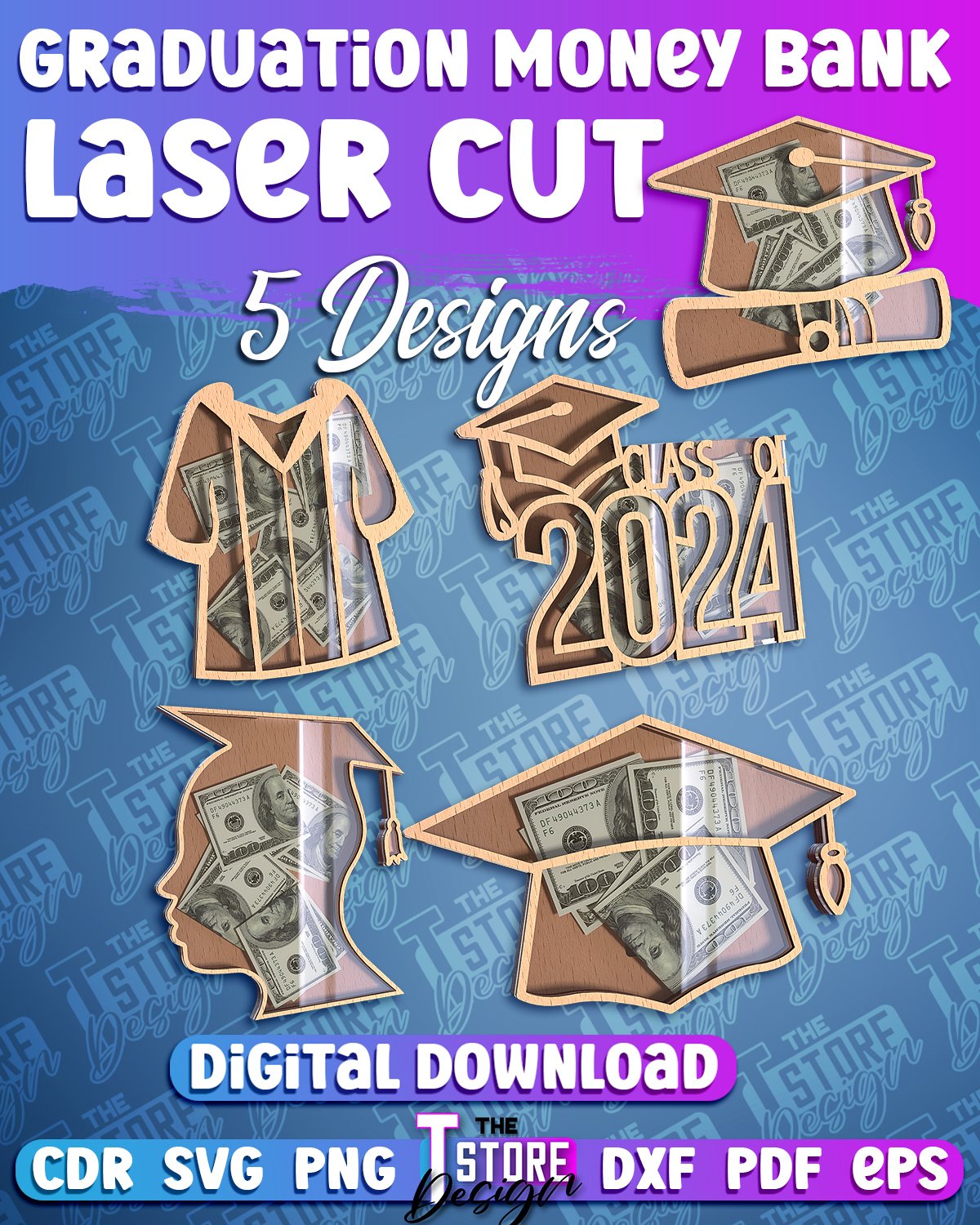 Graduation Money Piggy Bank Laser Cut Bundle|Glass Money Box