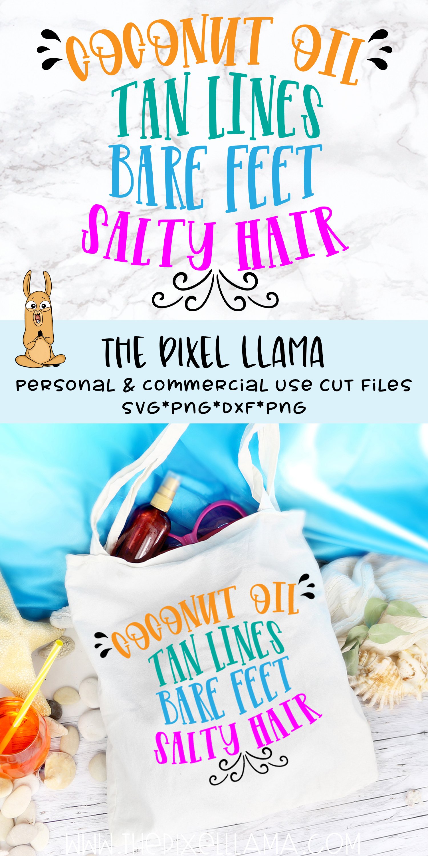 Coconut Oil Tan Lines Bare Feet Salty Hair SVG