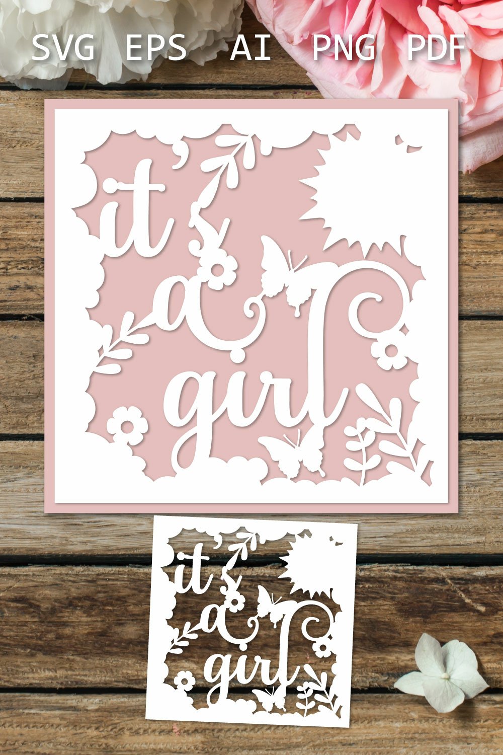 It's a girl card | paper cutting template SVG, New baby card