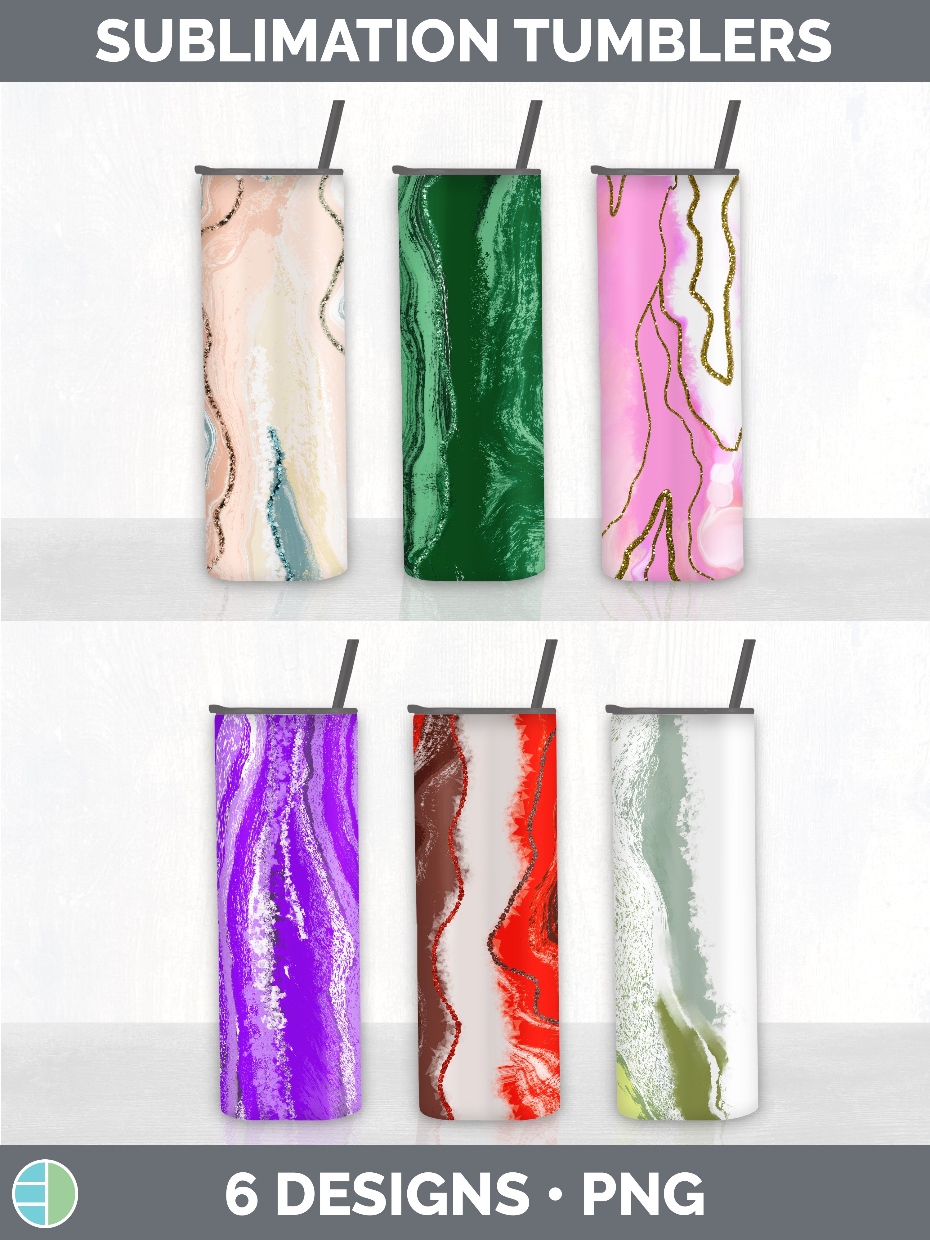 Paint Pour Tumbler Geode Sublimation Bundle