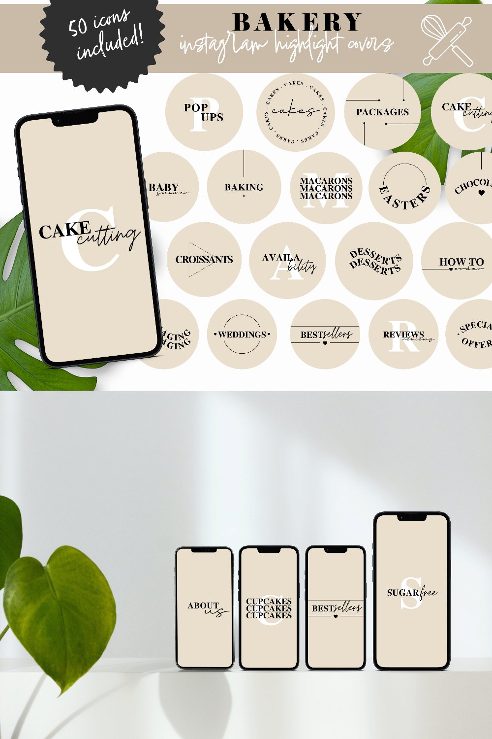 beige bakery instagram highlight covers