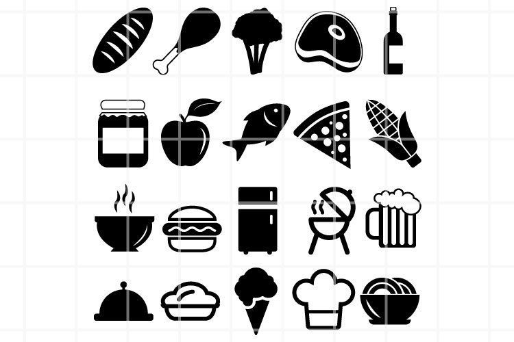 Food and drink icons black vector set. Restaurant (877851)