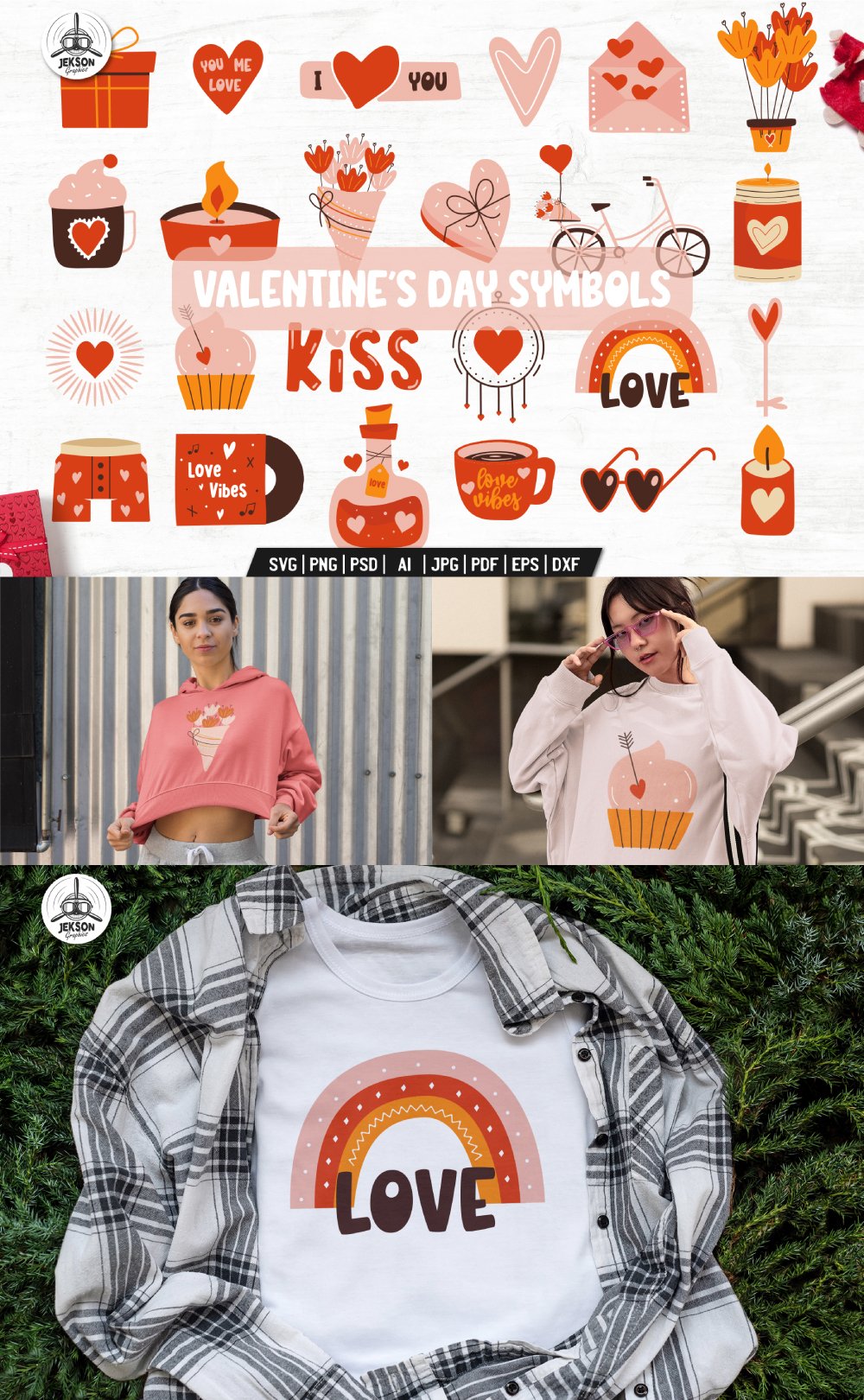 Valentines Day SVG Bundle, Valentine Sublimation Designs PNG