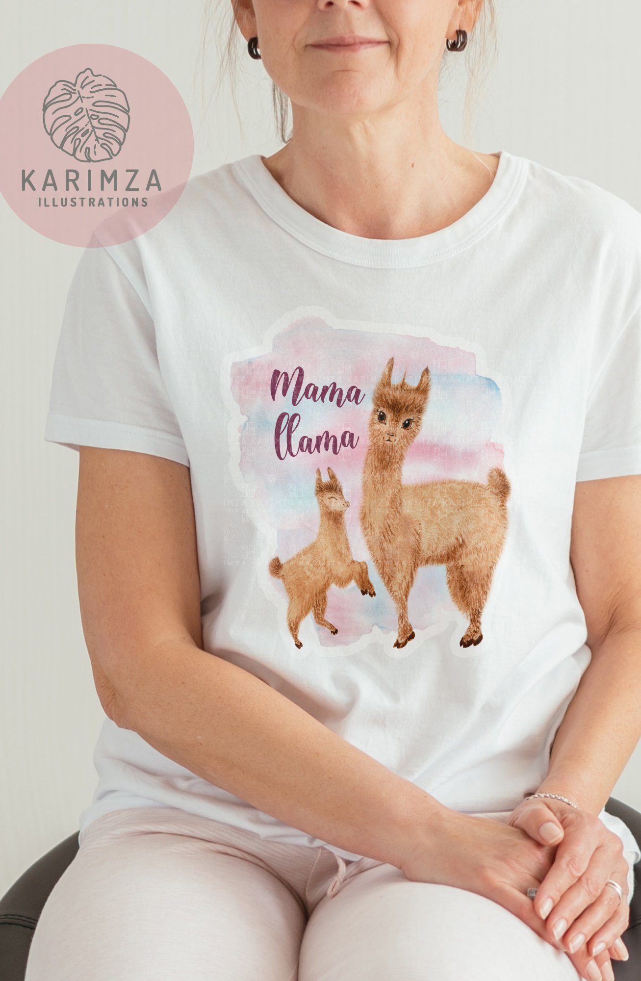 Mama Llama PNG, llama mama with baby Sublimation Design