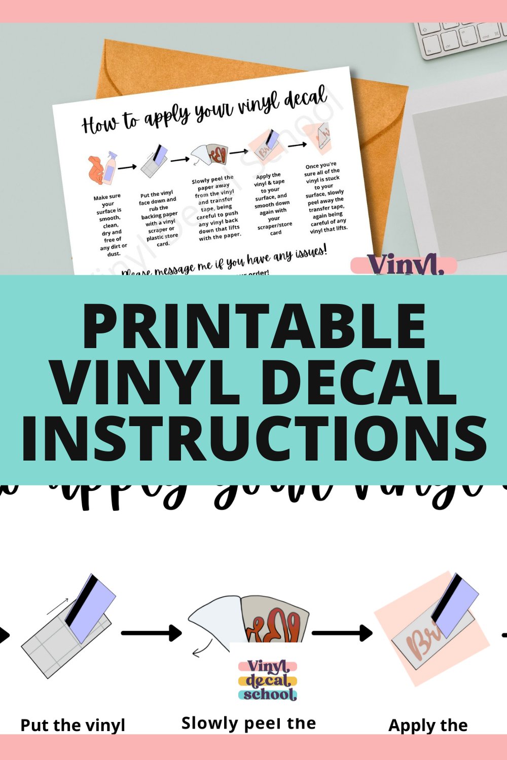 Vinyl Decal Care Cards Canva Sticker Seller Packaging Insert Printable 