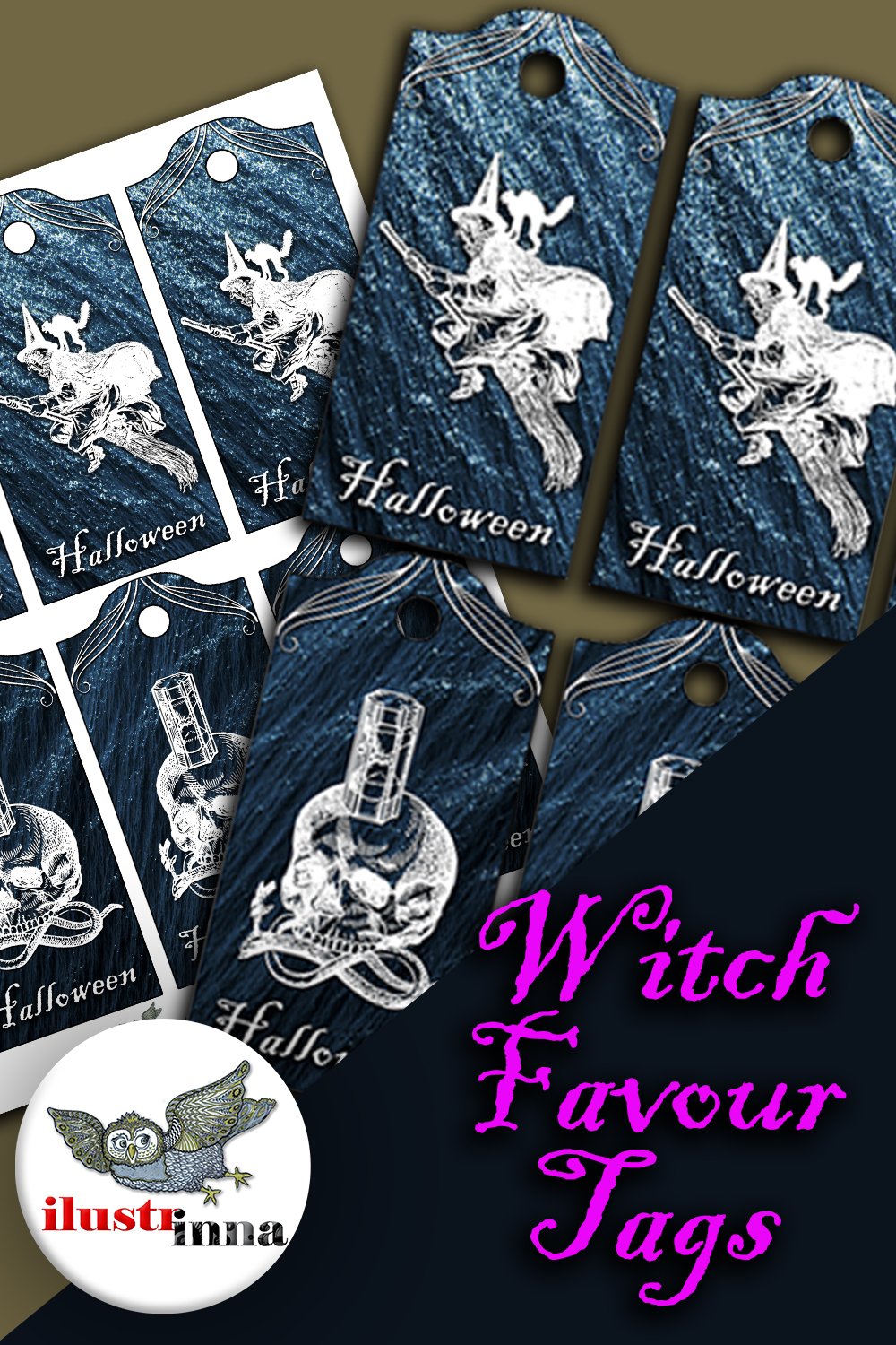 Halloween Witch Printable Digital Favour Tags