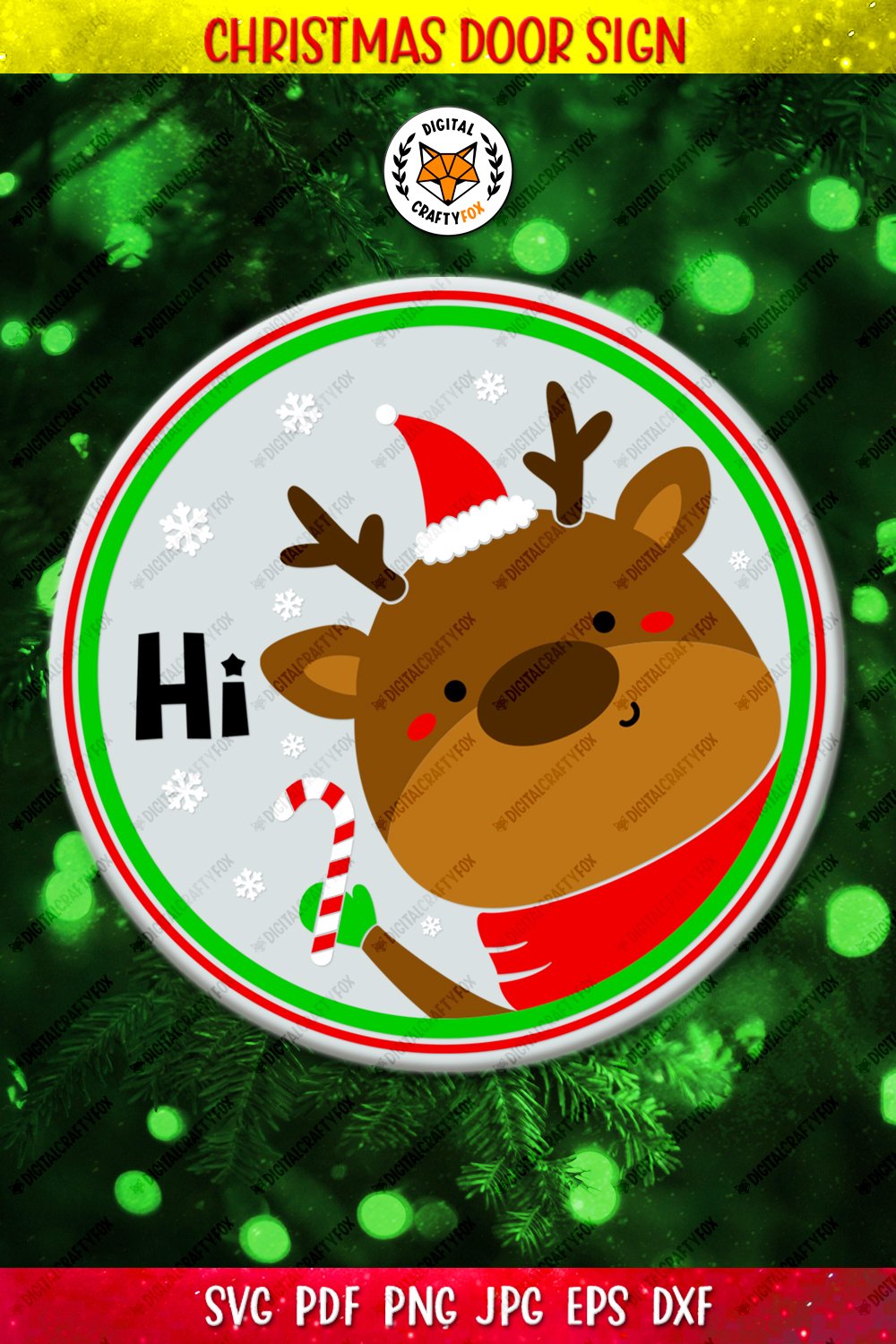 Deer Hi SVG, Deer SVG, Christmas Door Sign SVG