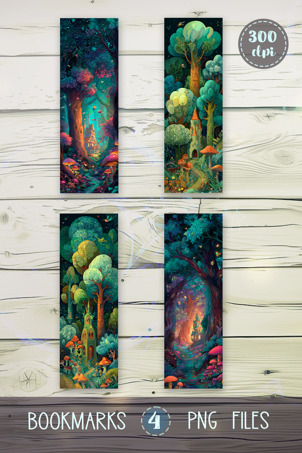 Bookmarks design - Magical Fairy Tale Forest.