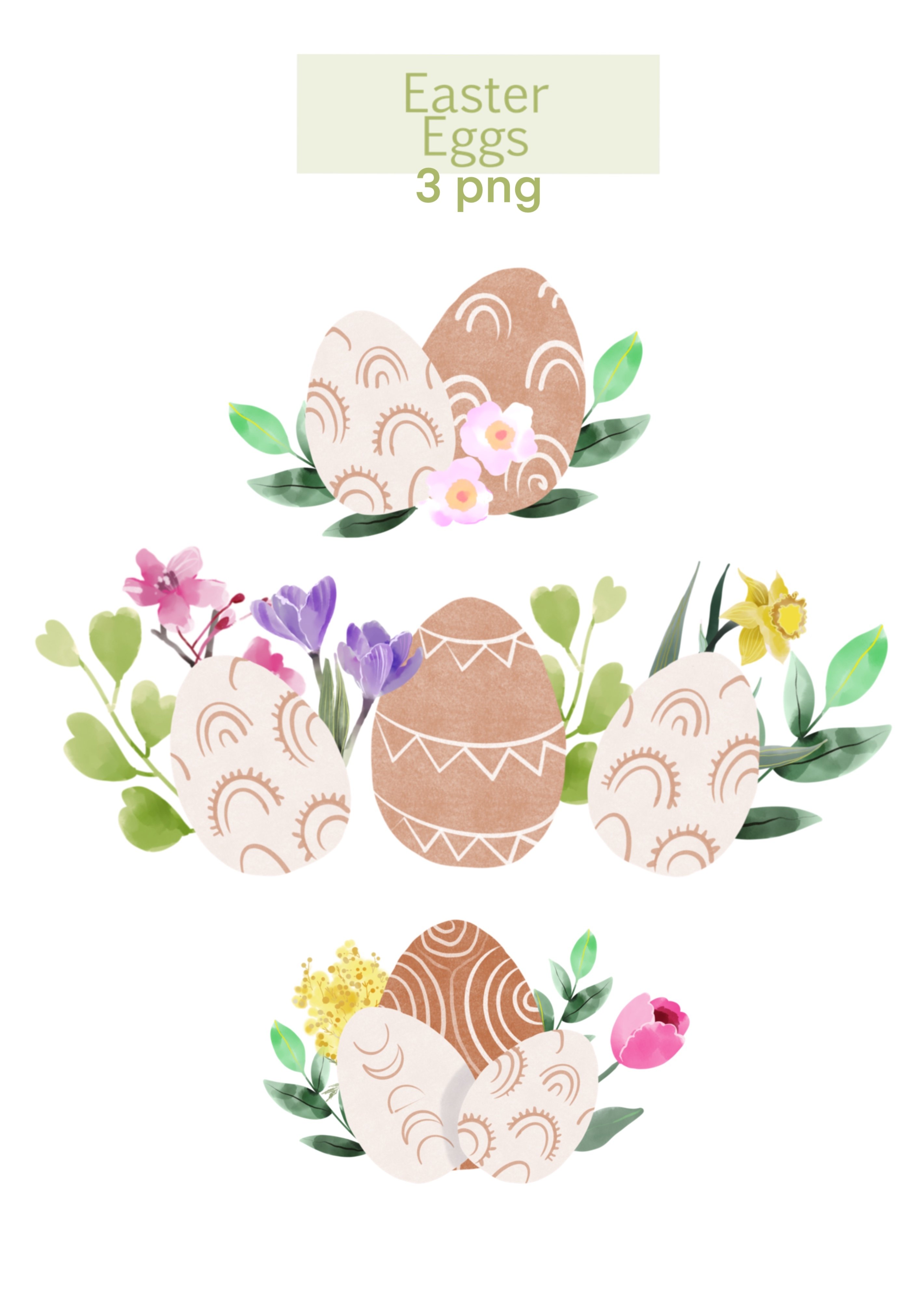 Watercolor easter egg clipart for sublimation boho png
