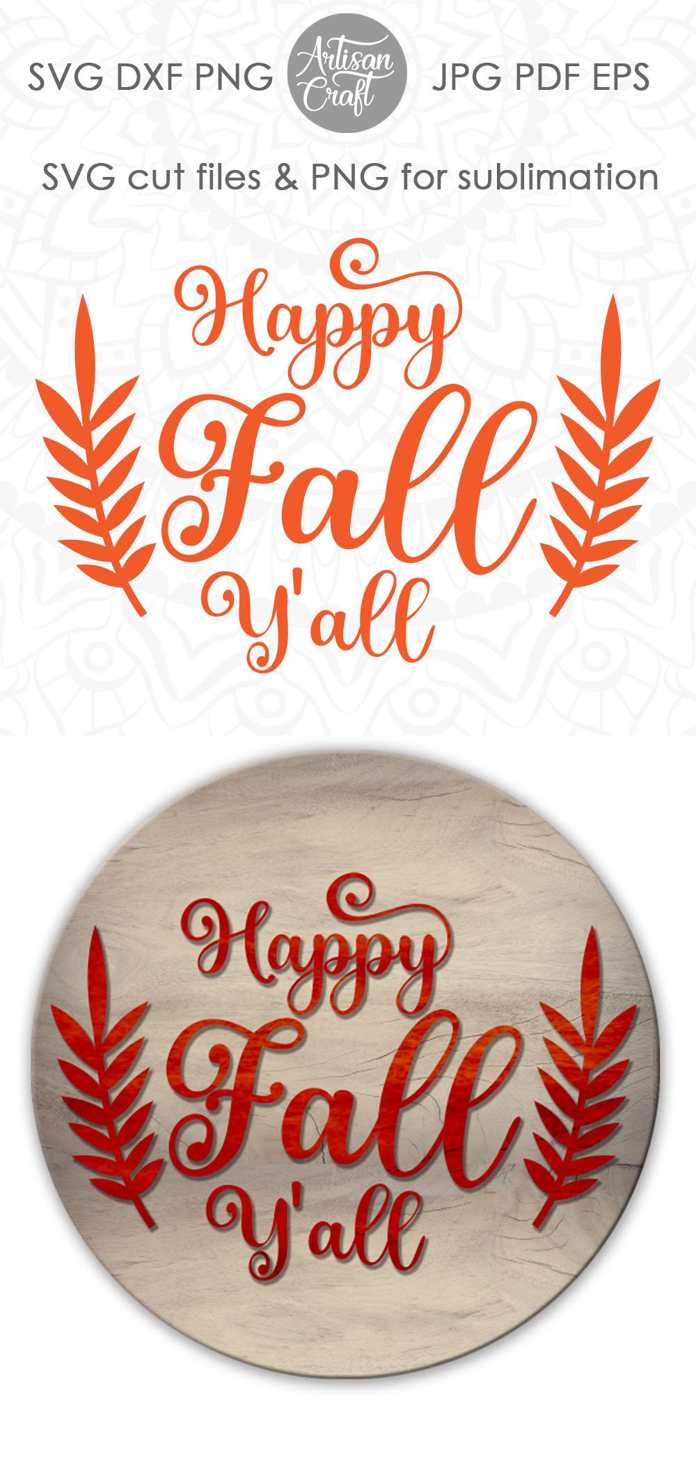 Happy fall Y'all SVG cut file for laser and die cutting