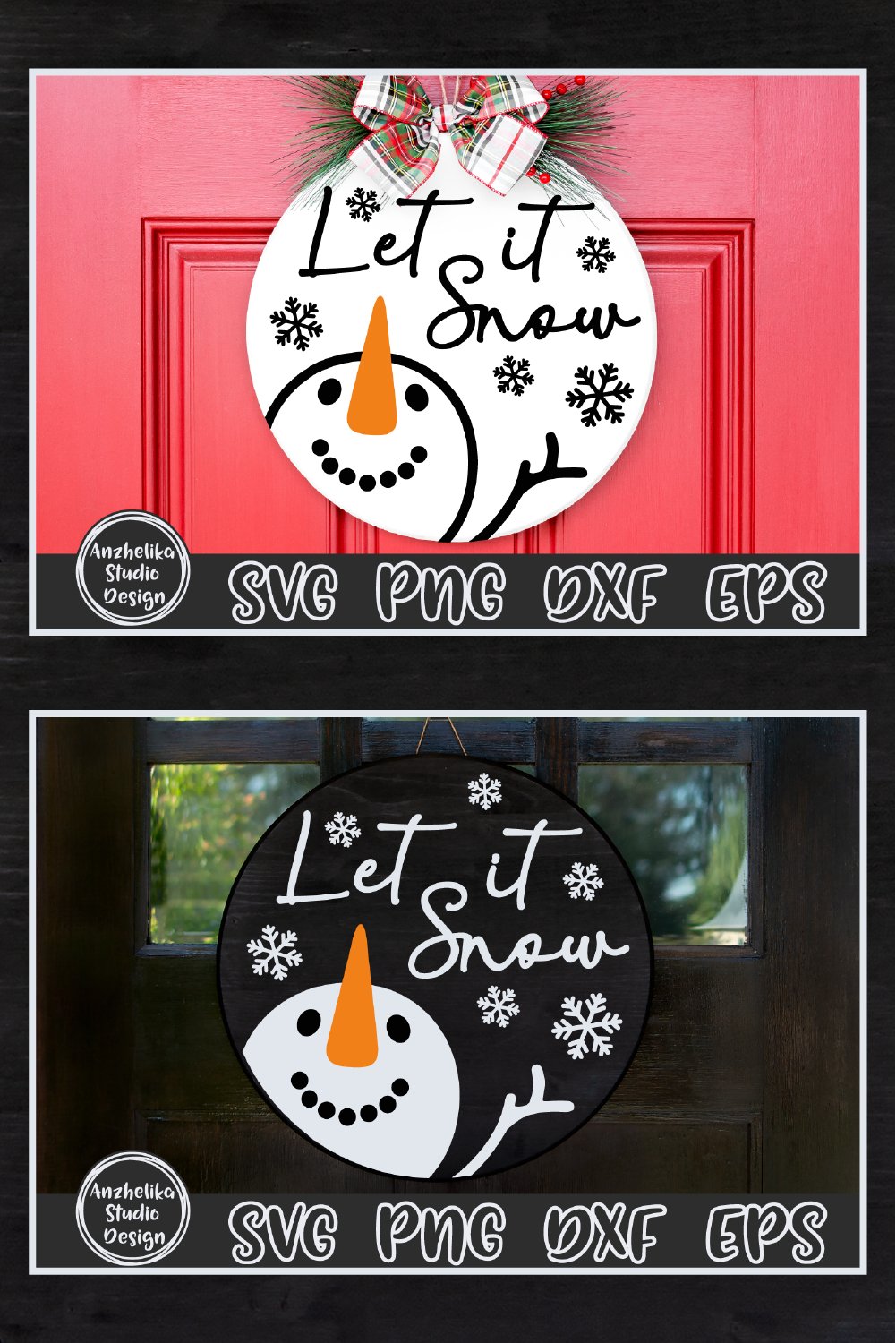 Let It Snow Christmas Round Sign SVG | Let It Snow Snowman