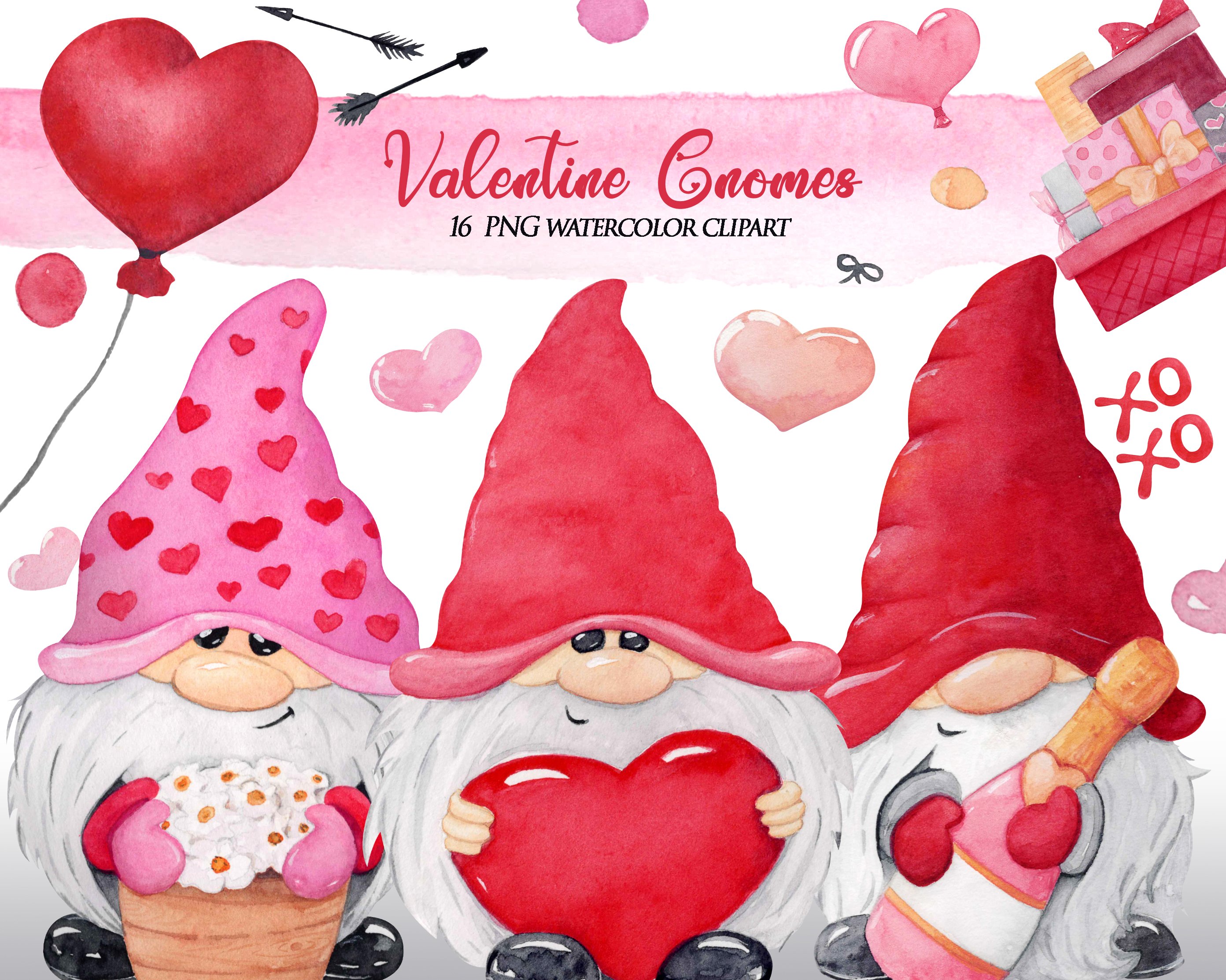 Valentines gnome png clipart, Watercolor Valentine (1145508)