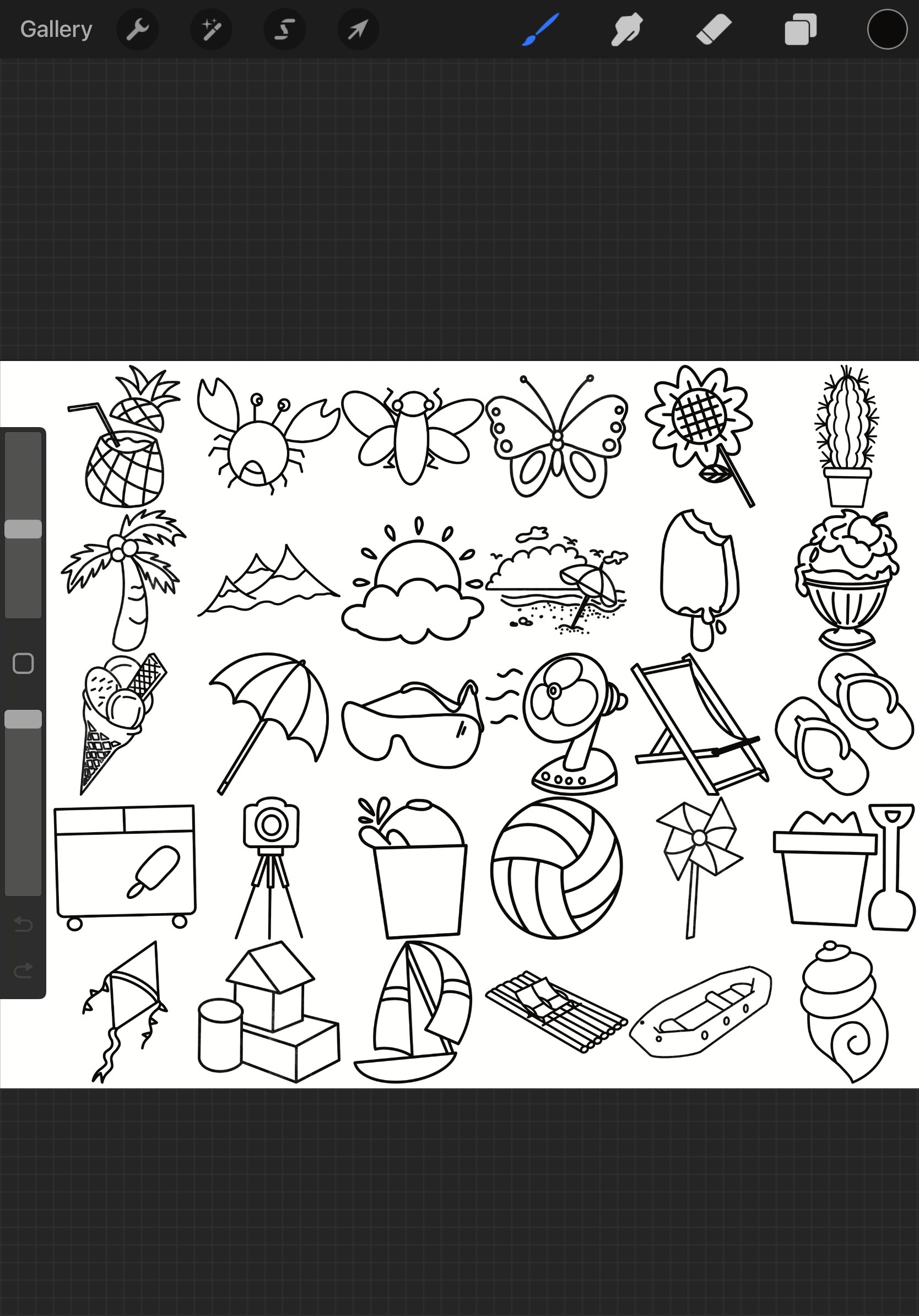 Summer Elements Set 1 Procreate Brush Stamps, 30 Summer Icon