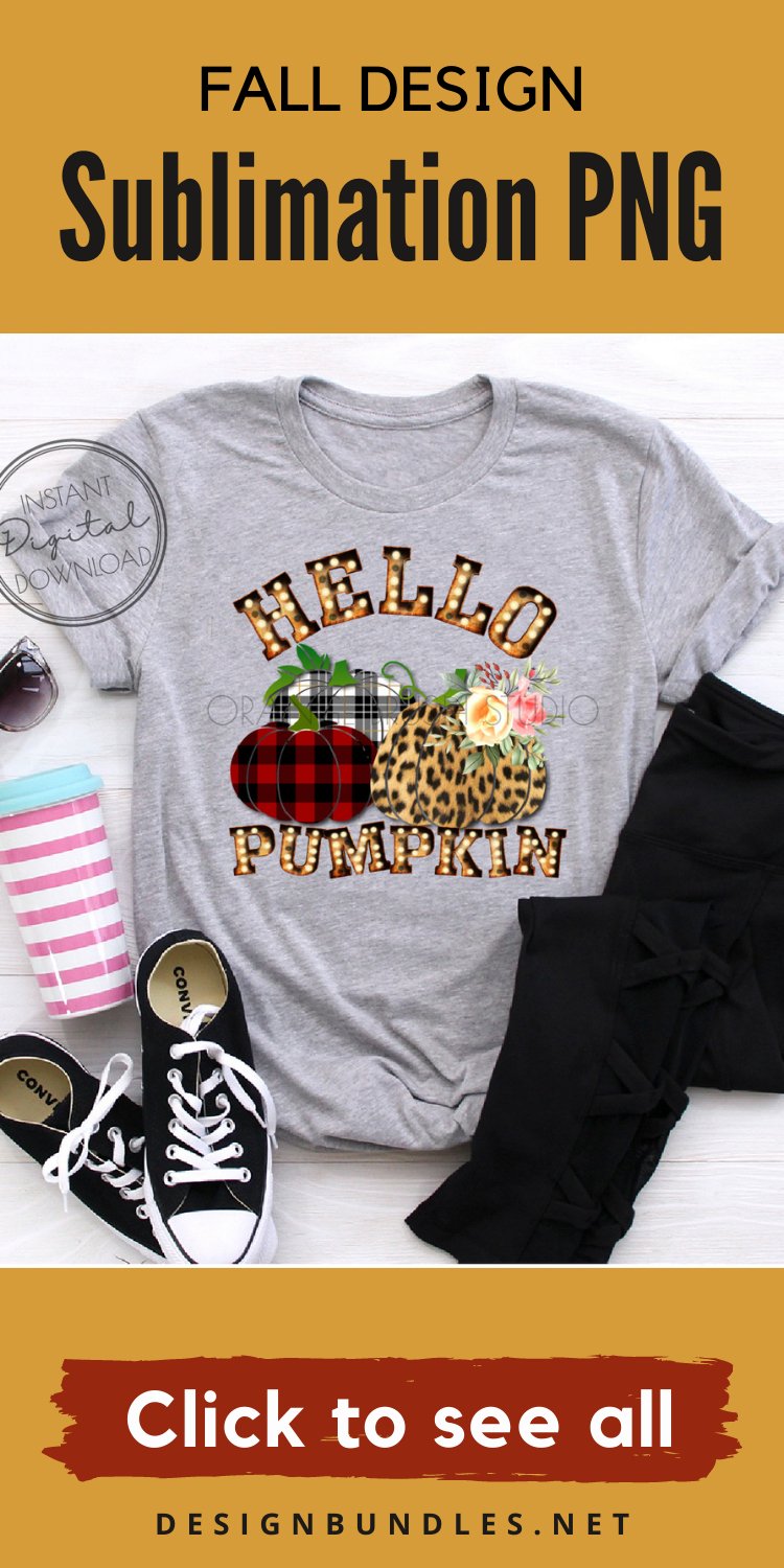 Hello Pumpkin PNG file for Sublimation. Leopard Fall Pumpkin