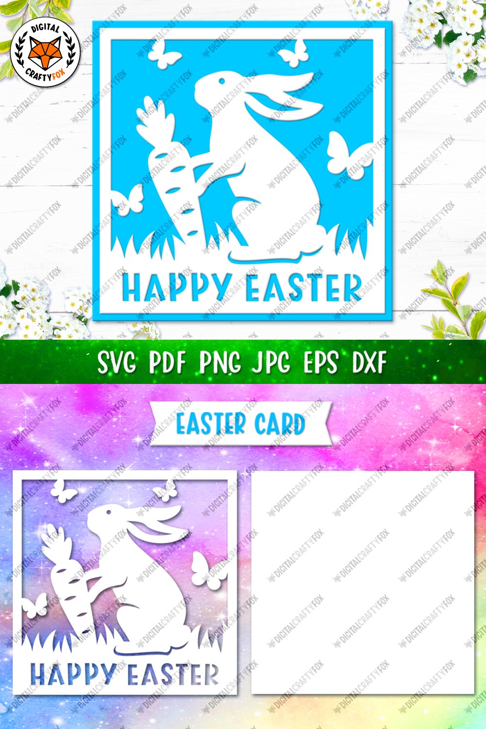 Easter Bunny Carrot Card, Easter Card Paper Cut SVG