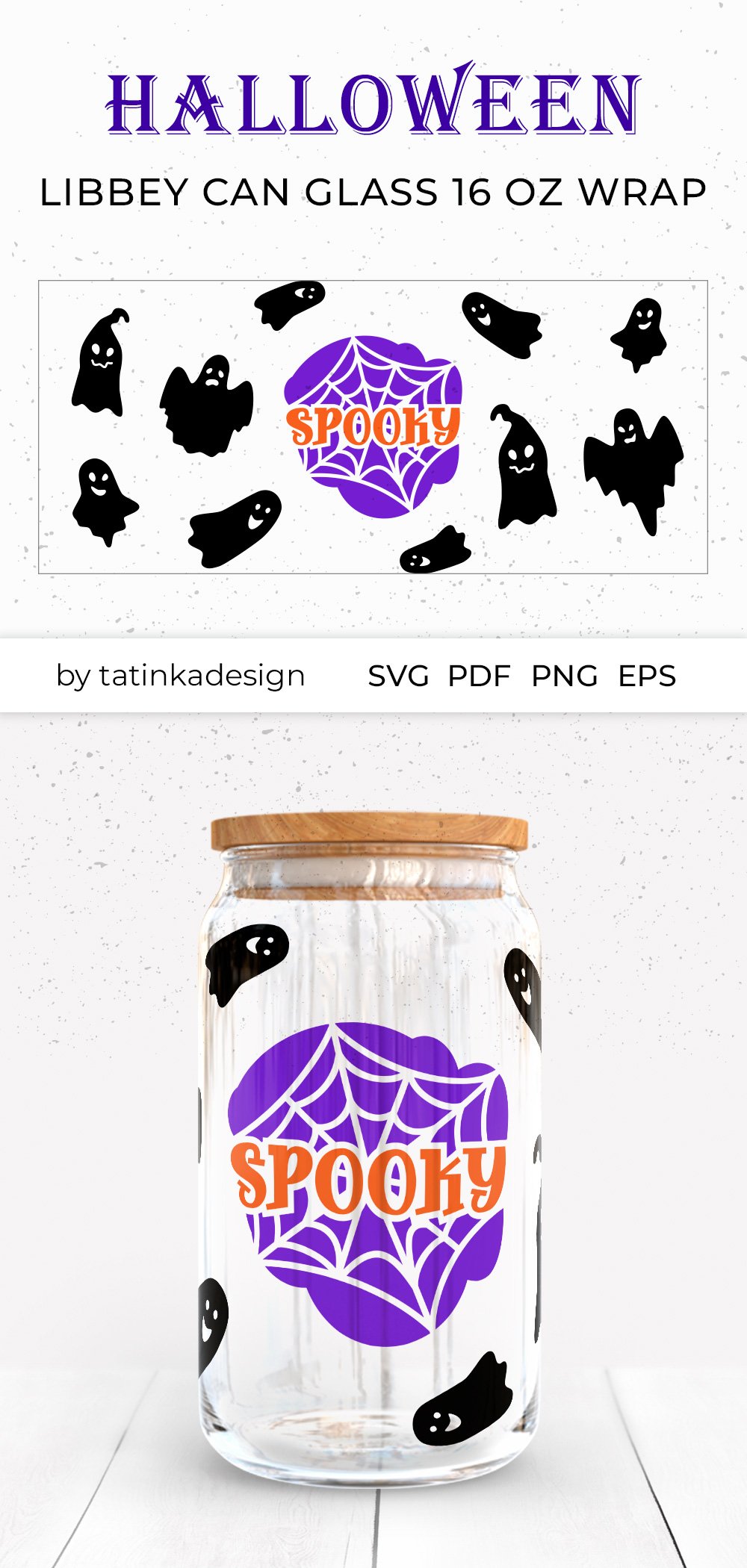 16 oz Halloween libbey glass can SVG | Libbey glass wrap