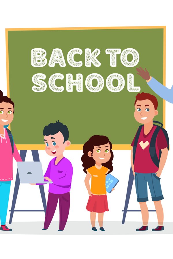 Teachers and students vector. Back to school illustration