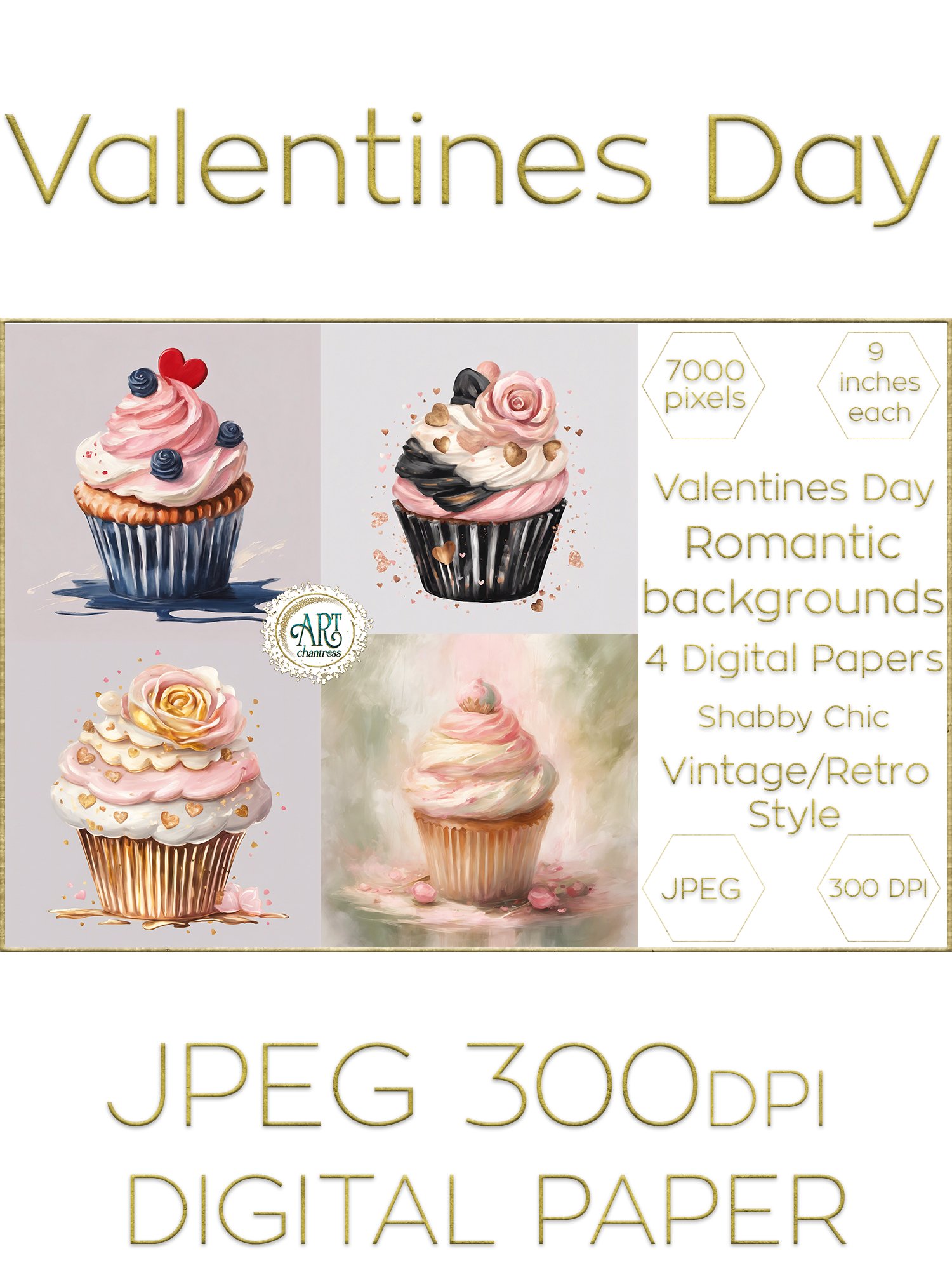 Valentines Day Sweets Illustration Digital Papers (3176288)