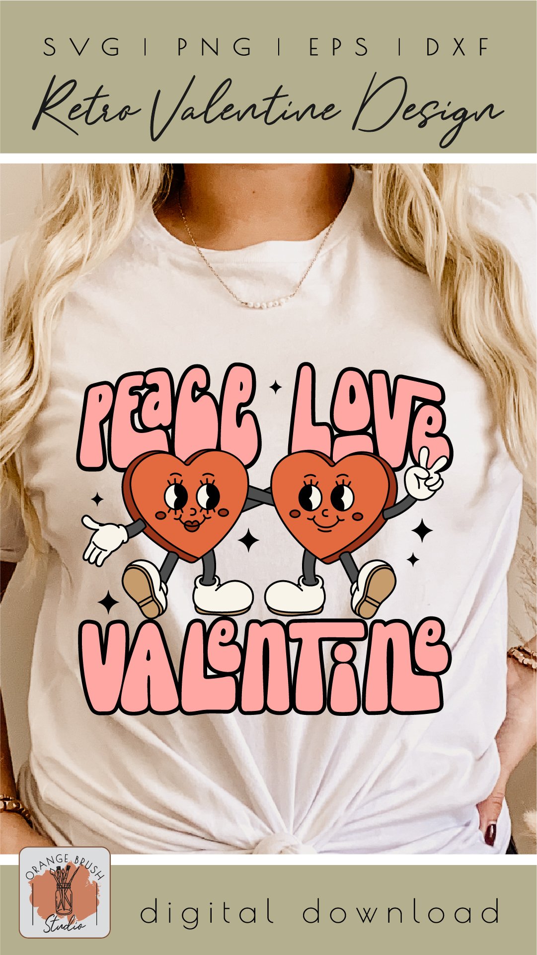 Peace Love Valentine, Retro Valentines Day SVG Candy Heart