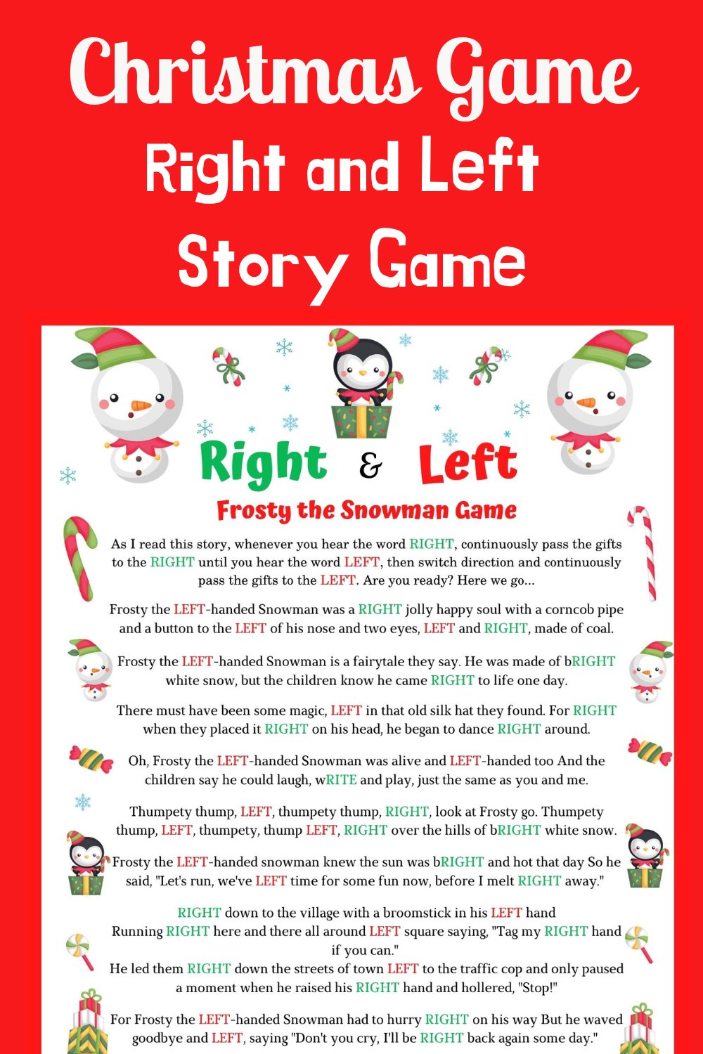 Right & Left Frosty the Snowman Story, Printable (2288415)