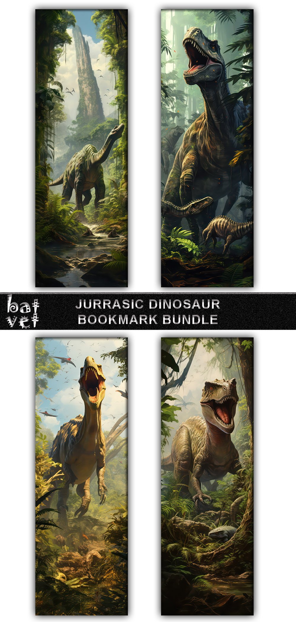 Dinosaur Bookmark Sublimation | Jurassic Bookmark PNG Design