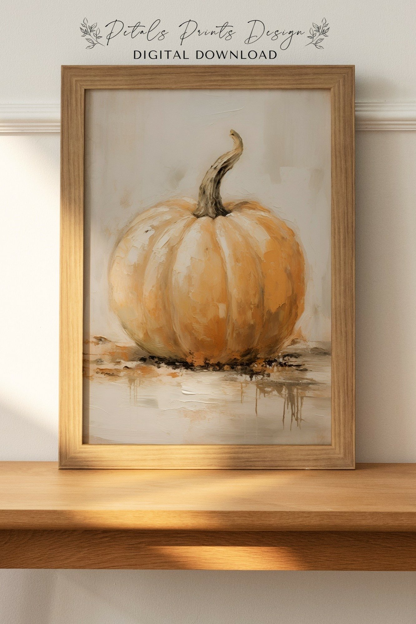 Fall Wall Decor Printable Pumpkin Still Life Painting Print