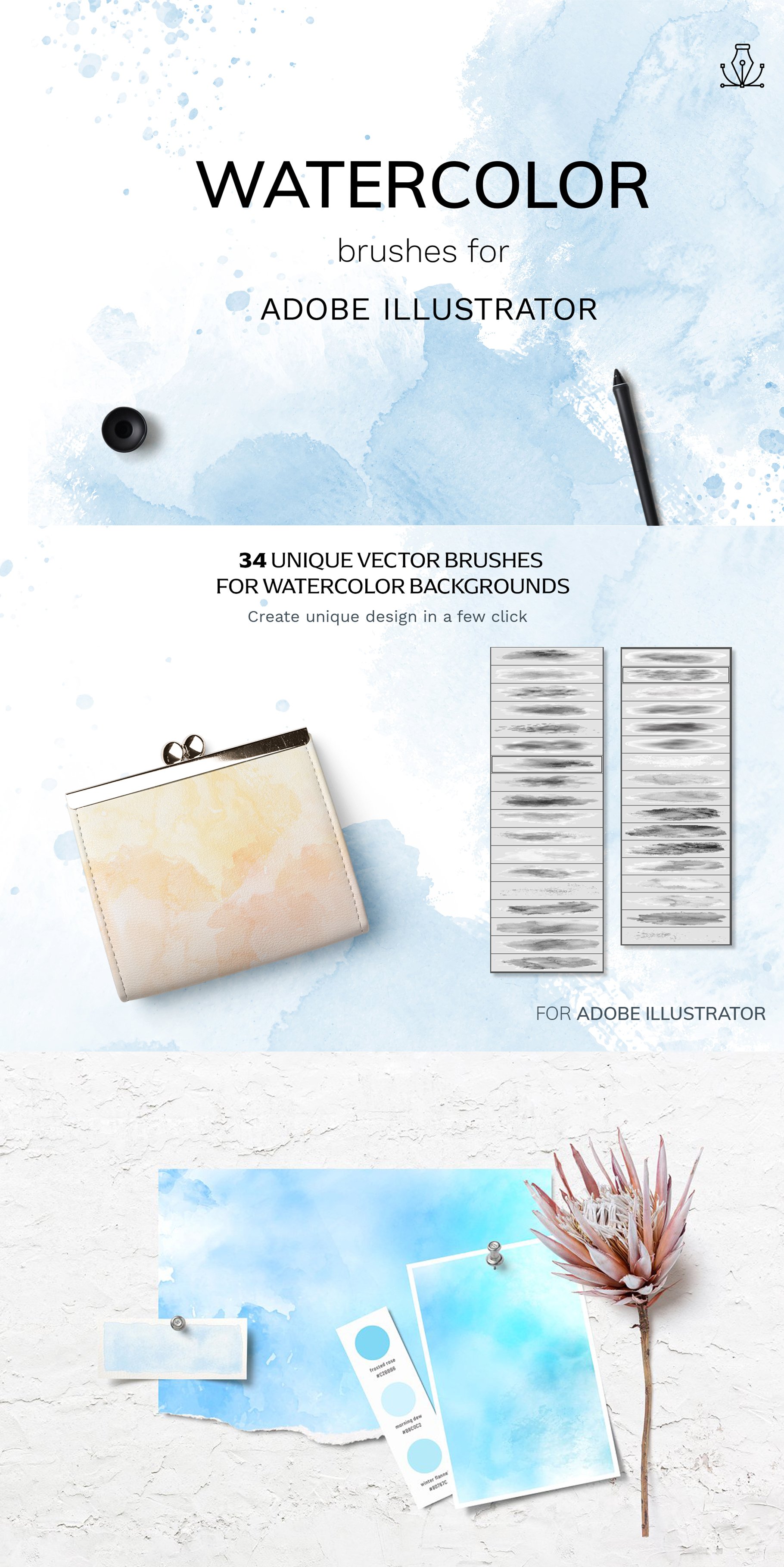 Vector Watercolor brushes (288939) | Brushes | Design Bundles
