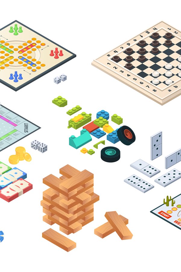 Board games. Adults funny games isometric cards backgammon c