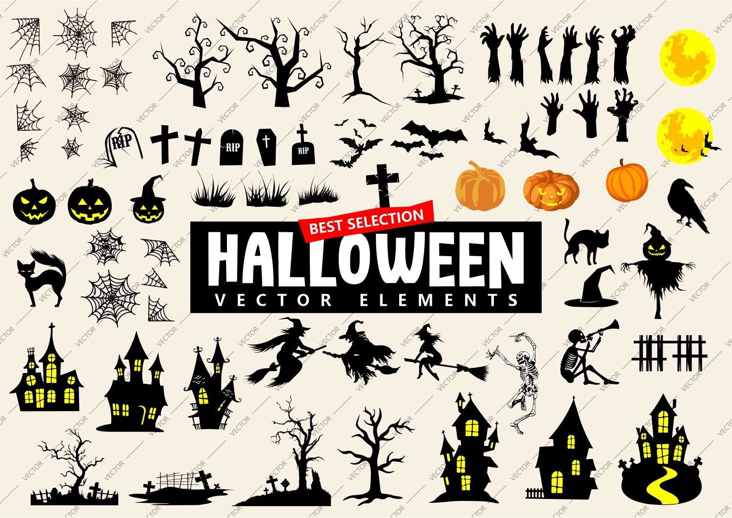 Halloween SVG Bundle Vector Elements PNG bundle Silhouettes (793751