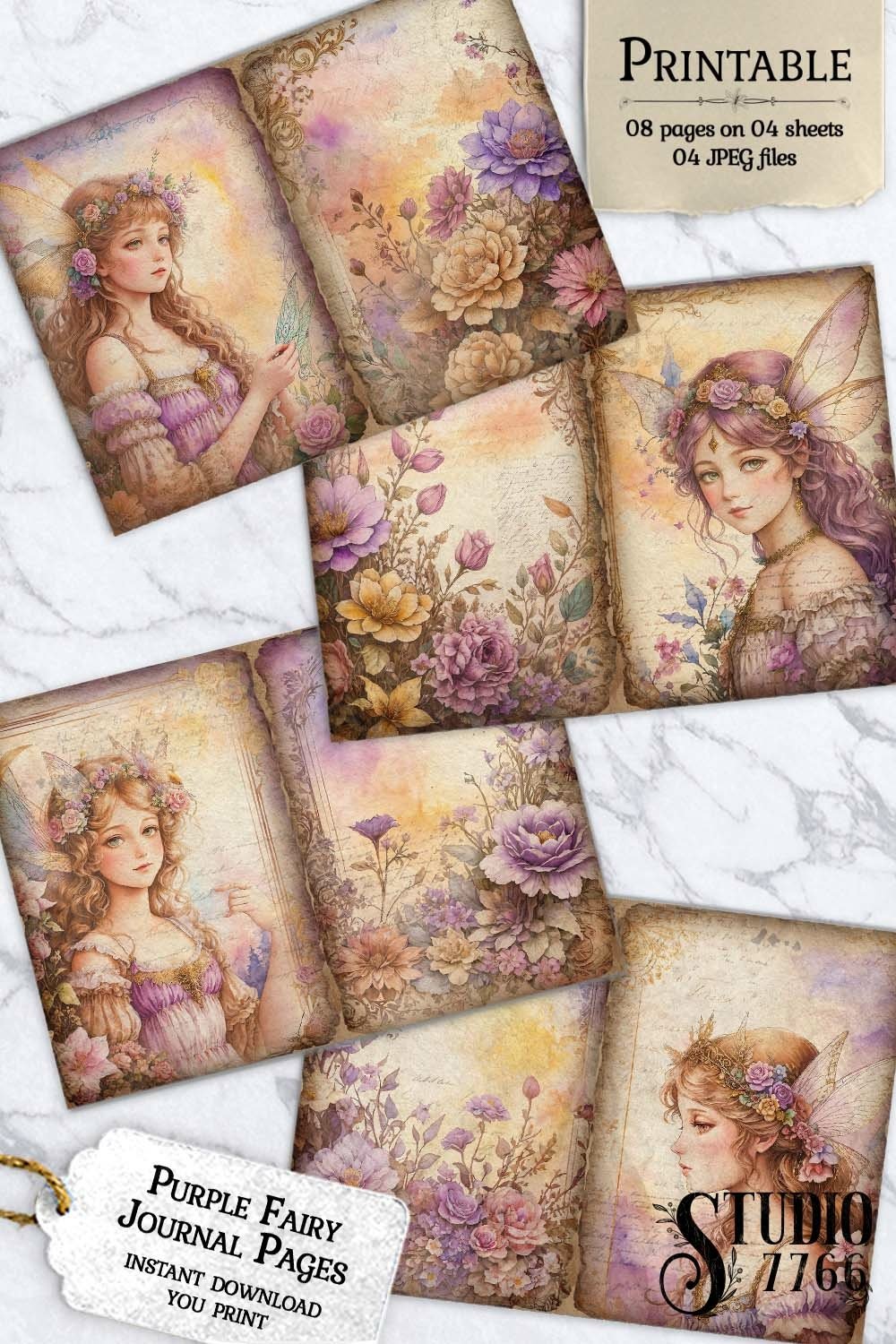 Purple Fairy Junk Journal Pages