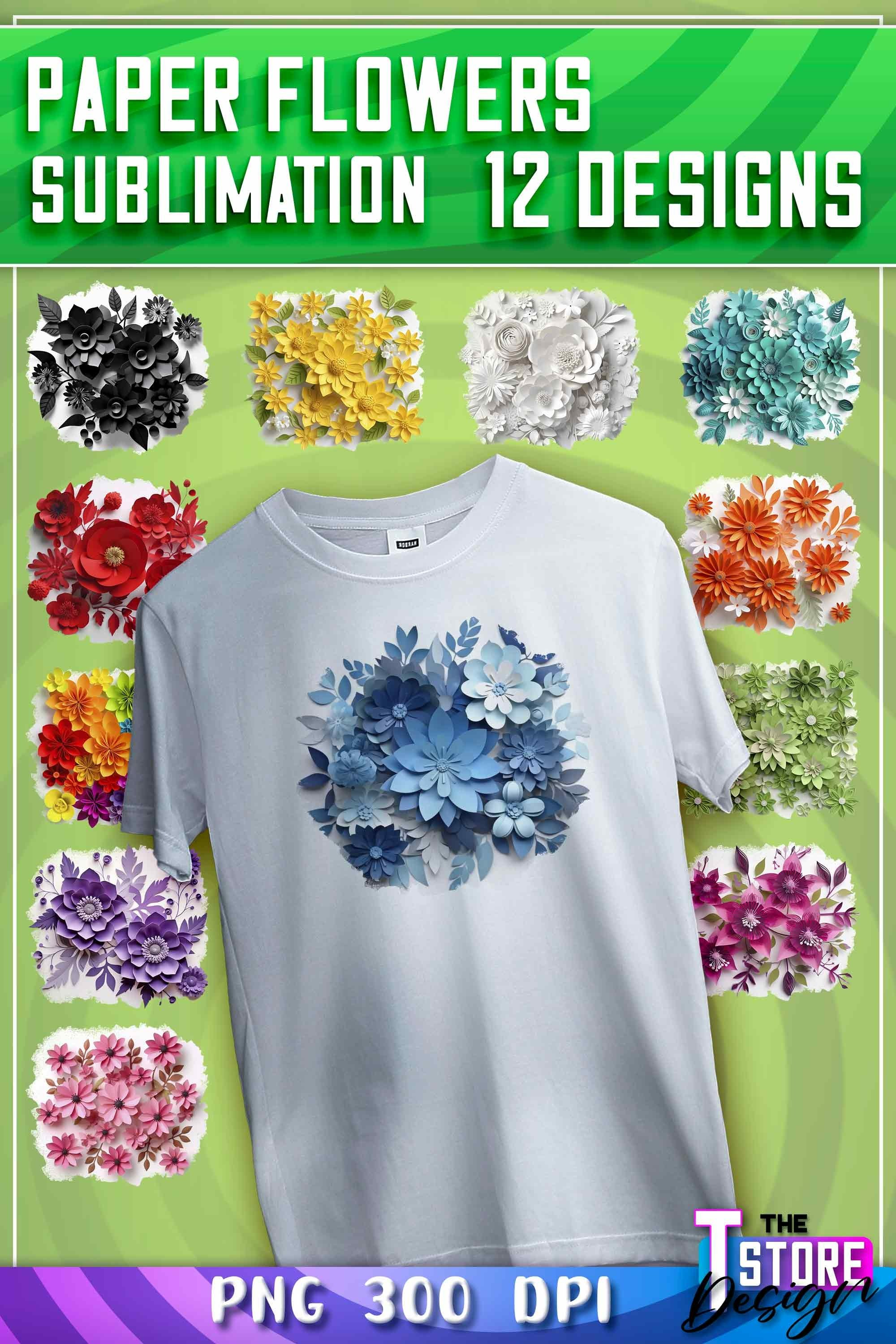 Paper Flowers Sublimation | T-Shirt Design | PNG (2911760)