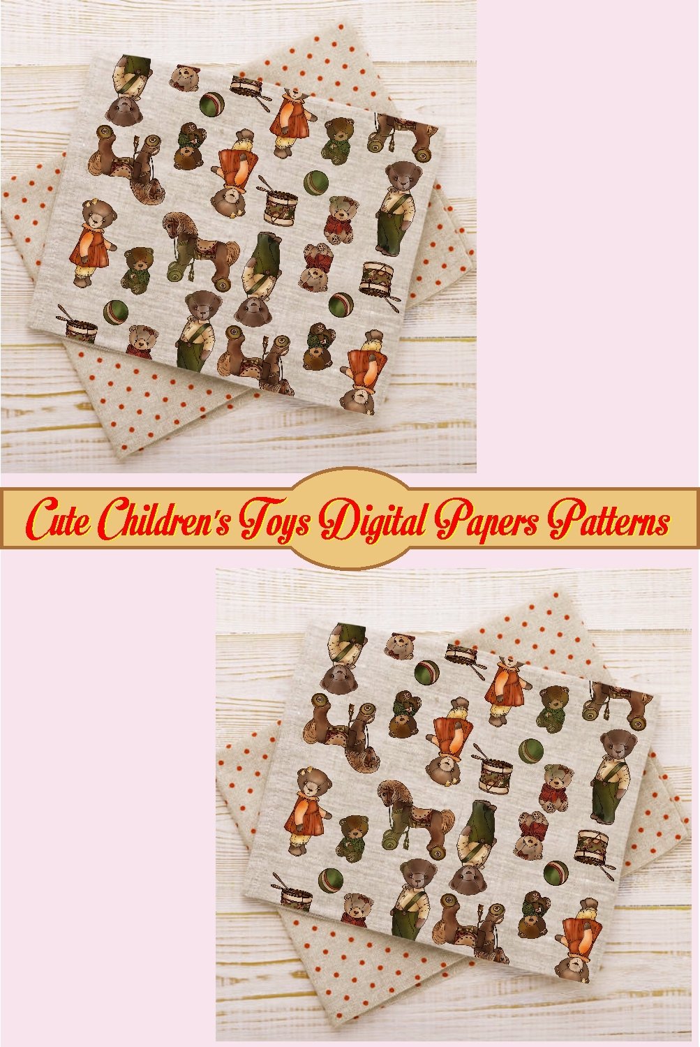 Cute Children's Toys Digital Papers Patterns