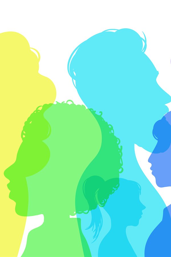 Silhouette social diversity. People of diverse culture. Men