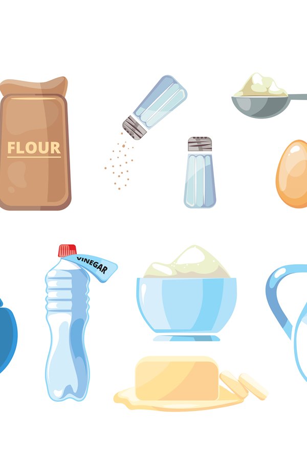 Cartoon food baking and cooking vector ingredients