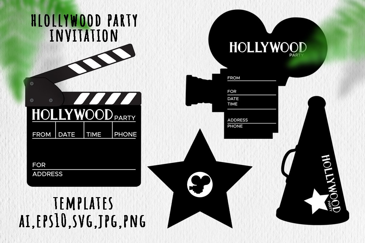 Hollywood party invitation templates