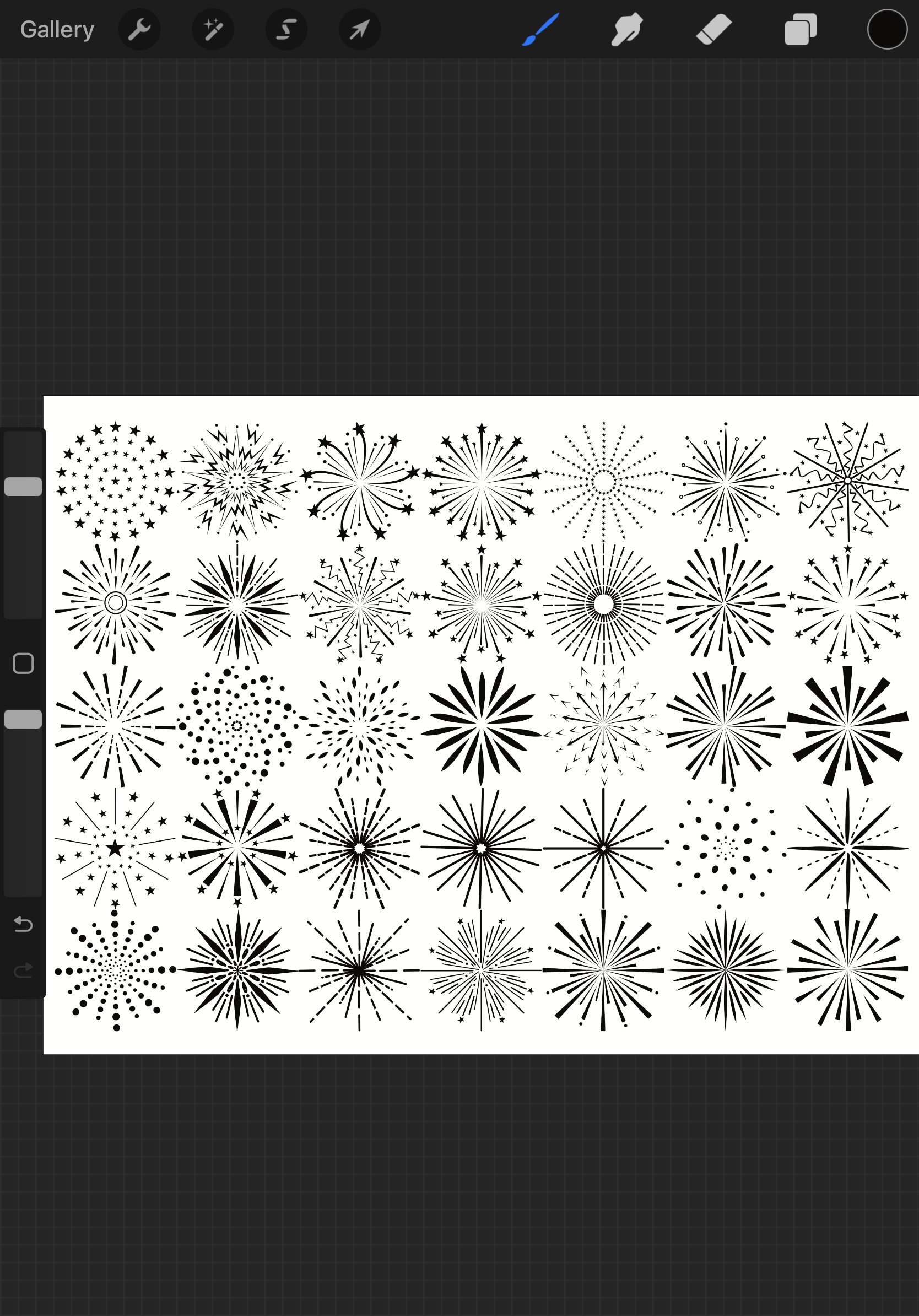 Fireworks Set 3 Procreate Brush Stamps, 35 Firework Stamps