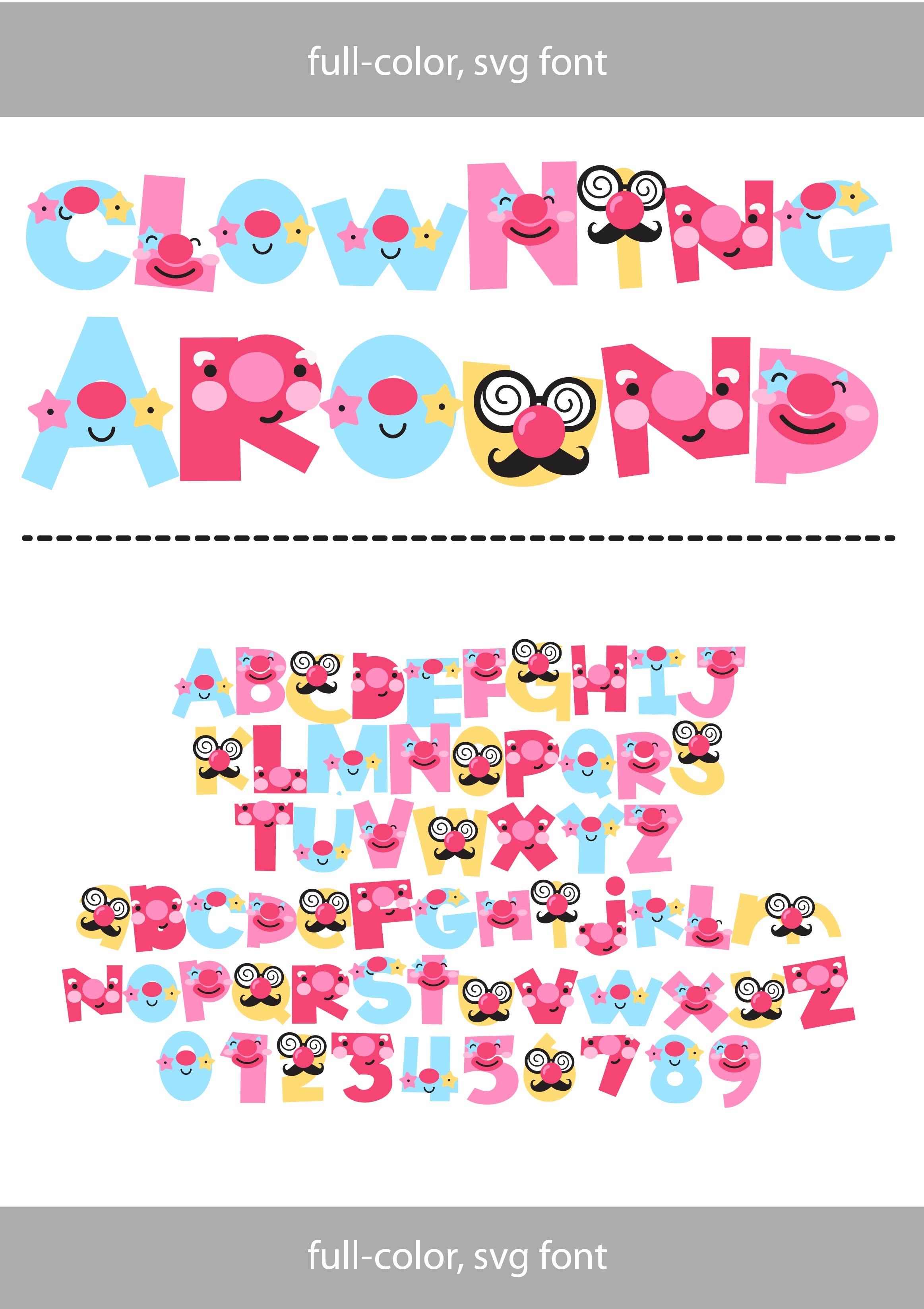 Full-color bright clown font for Canva, Cricut, Teachers