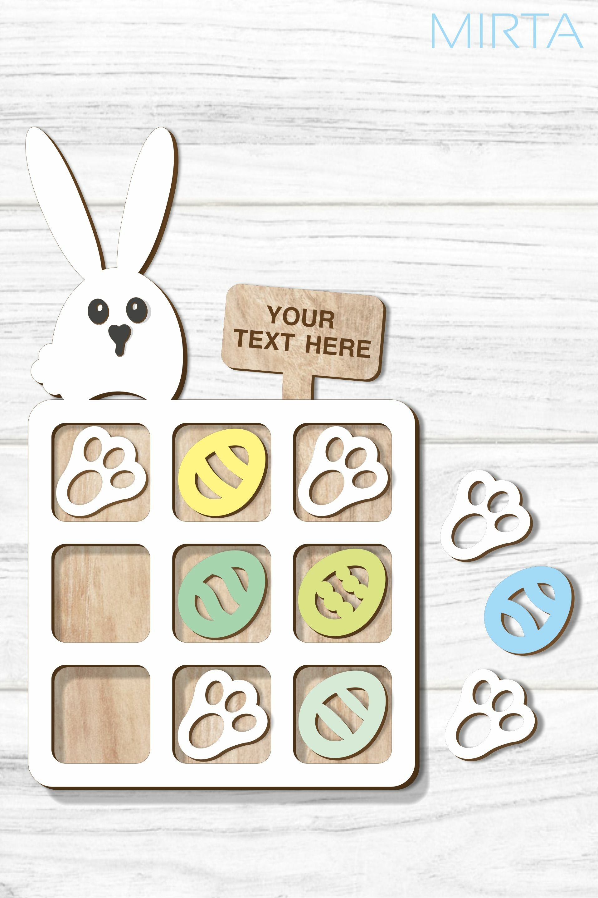 Easter Tic Tac Toe File, Easter Game SVG, laser cut file