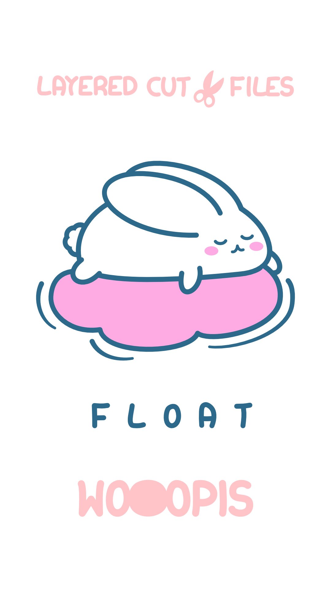 Floating Bunny - Kawaii Animal - cut files including layers