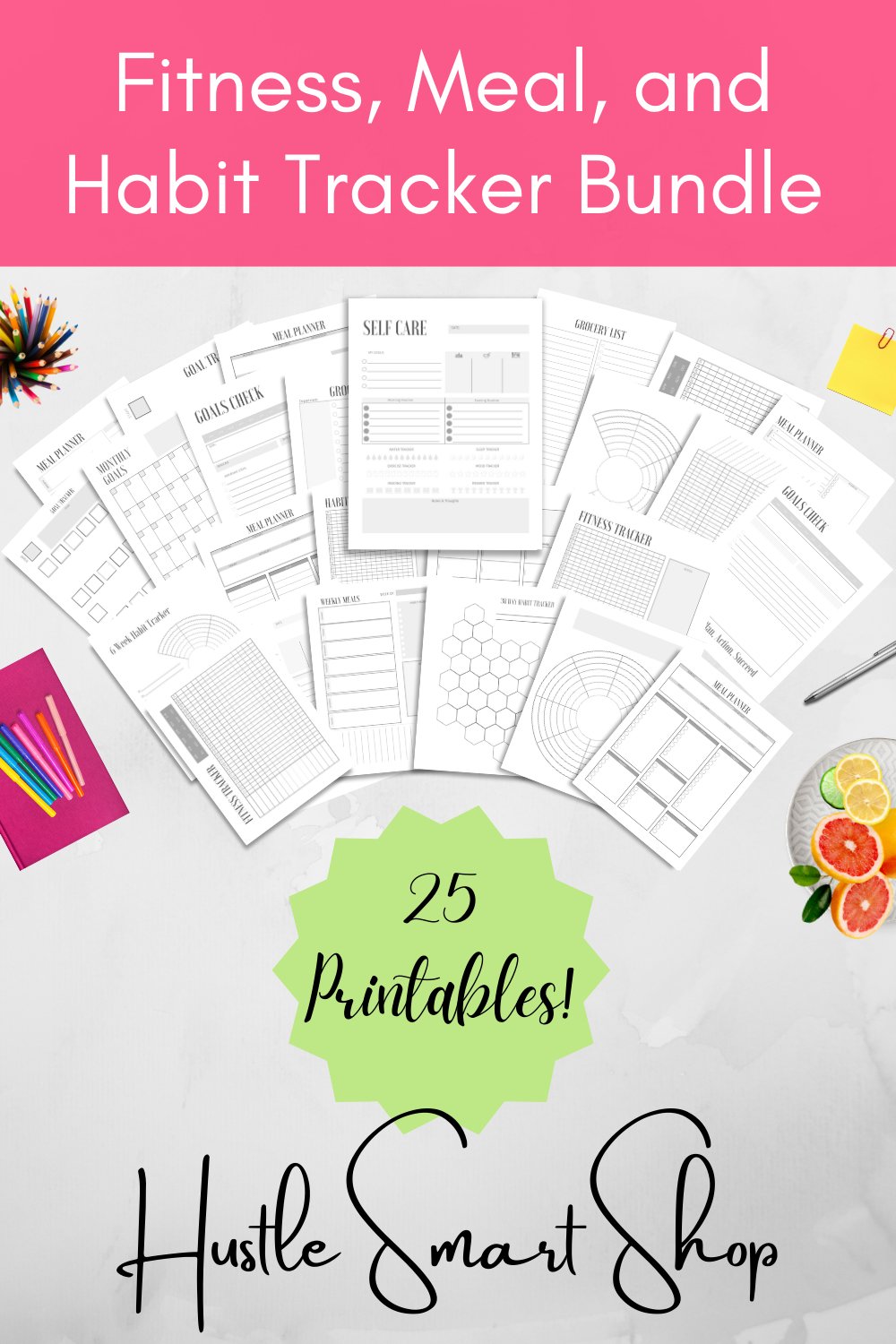 Fitness, Meal, and Habit Tracker Planner Bundle (1132610)