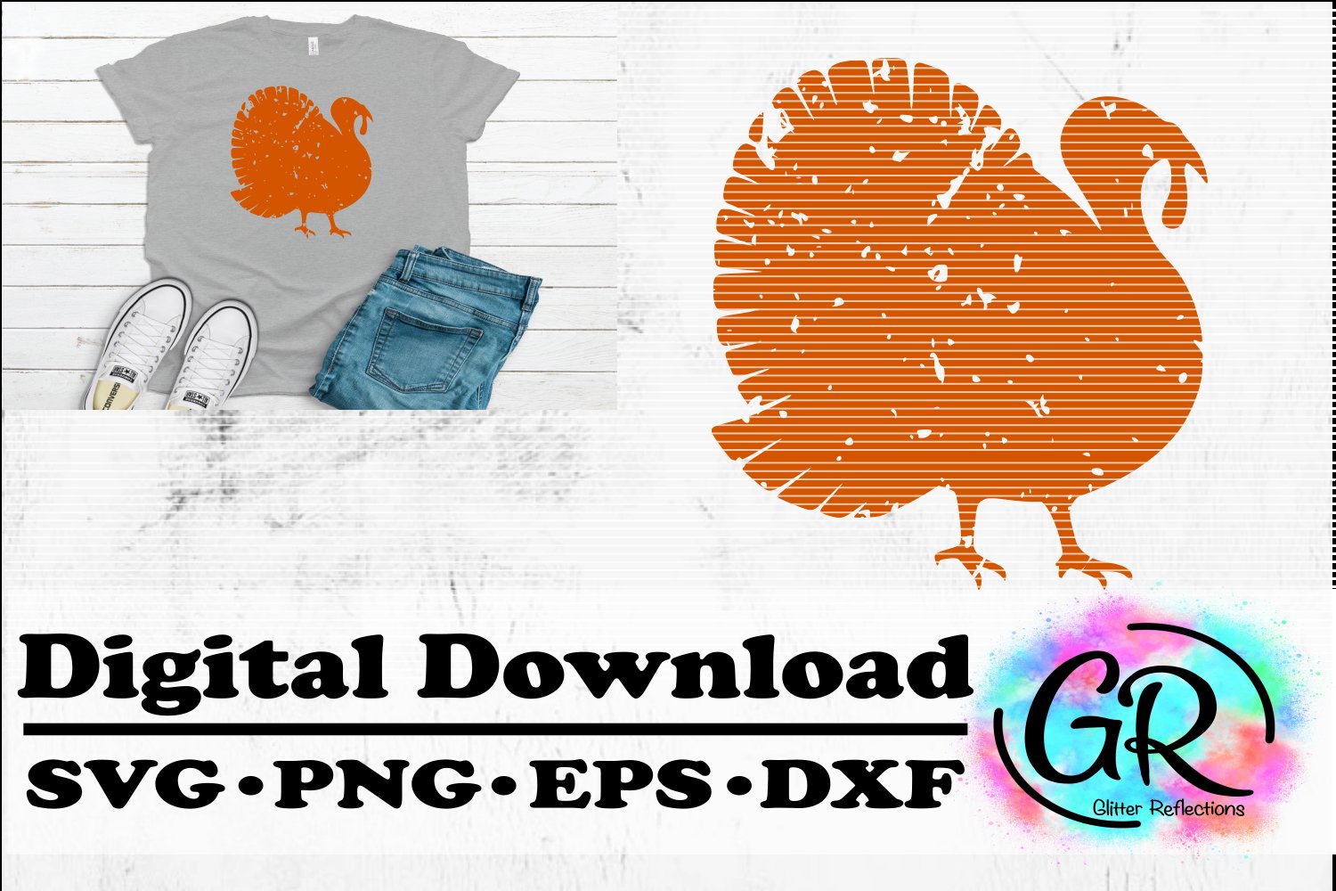 Strutter Svg Distressed Turkey- Turkey SVG- Cricut File- Turkey