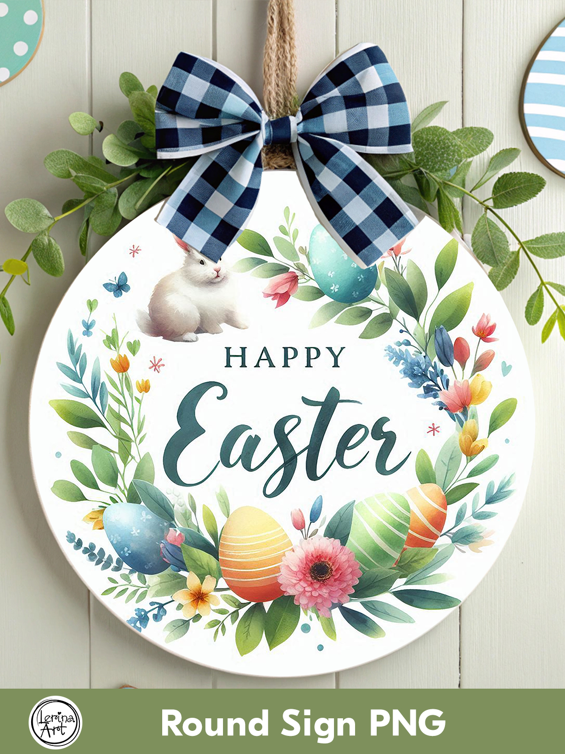 Spring Easter Round Door Sign