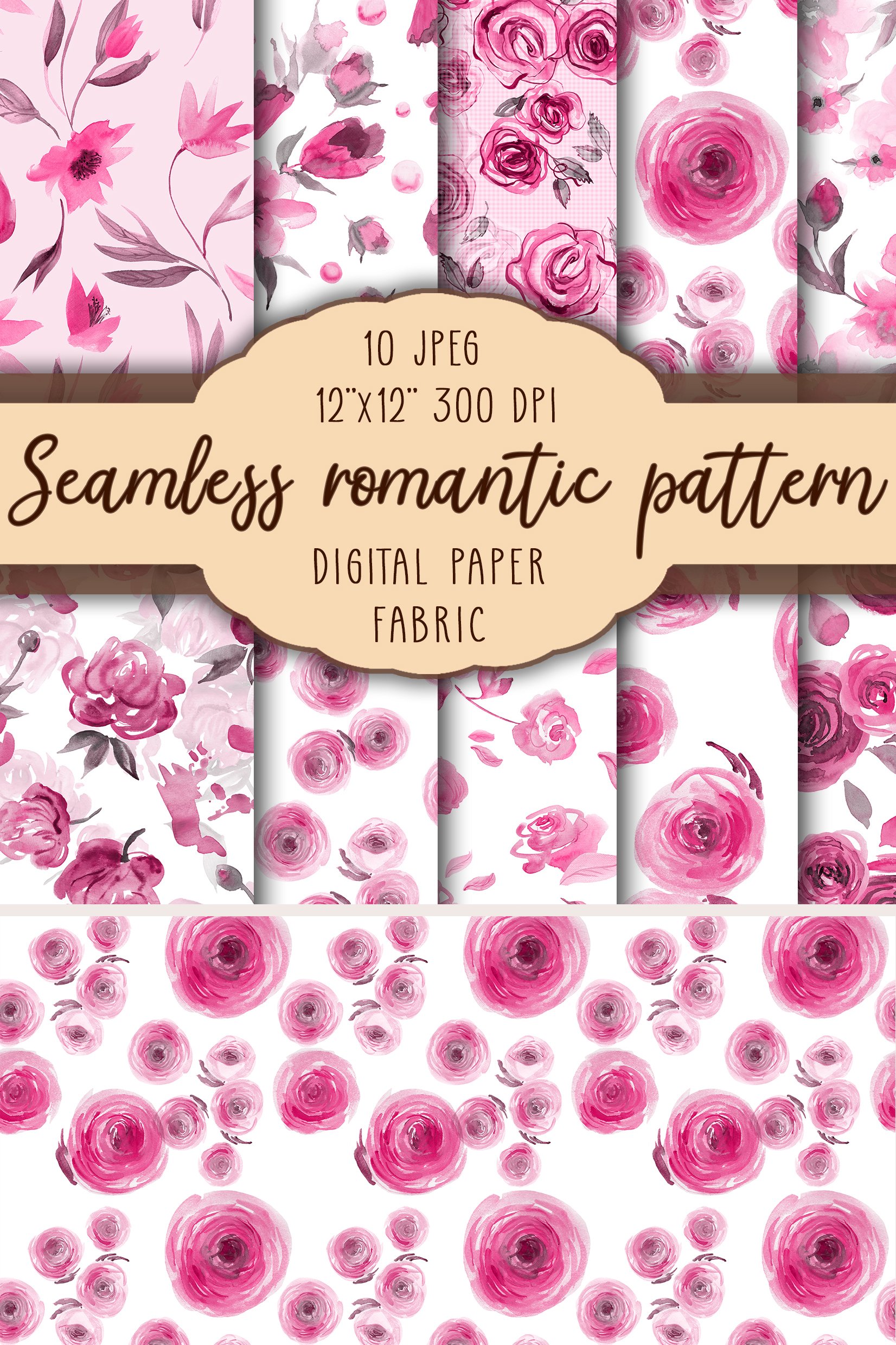 Seamless Romantic Pink FLoral Patterns