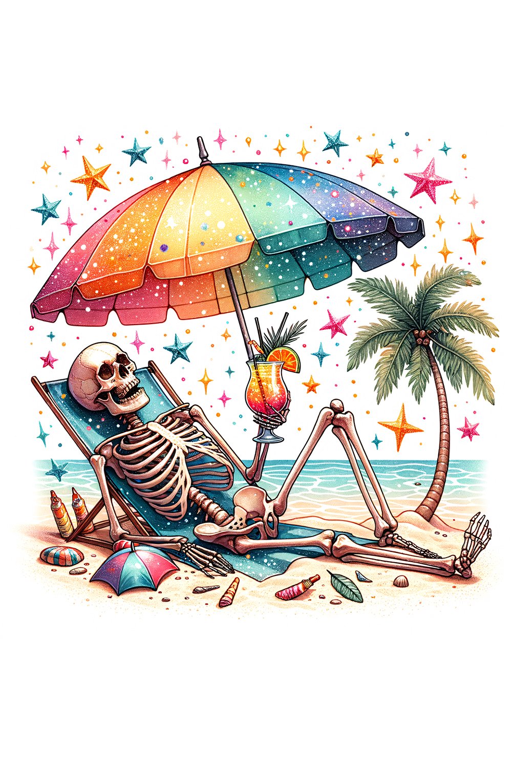 Skeleton relaxing on the beach JPG sublimation (3637301)