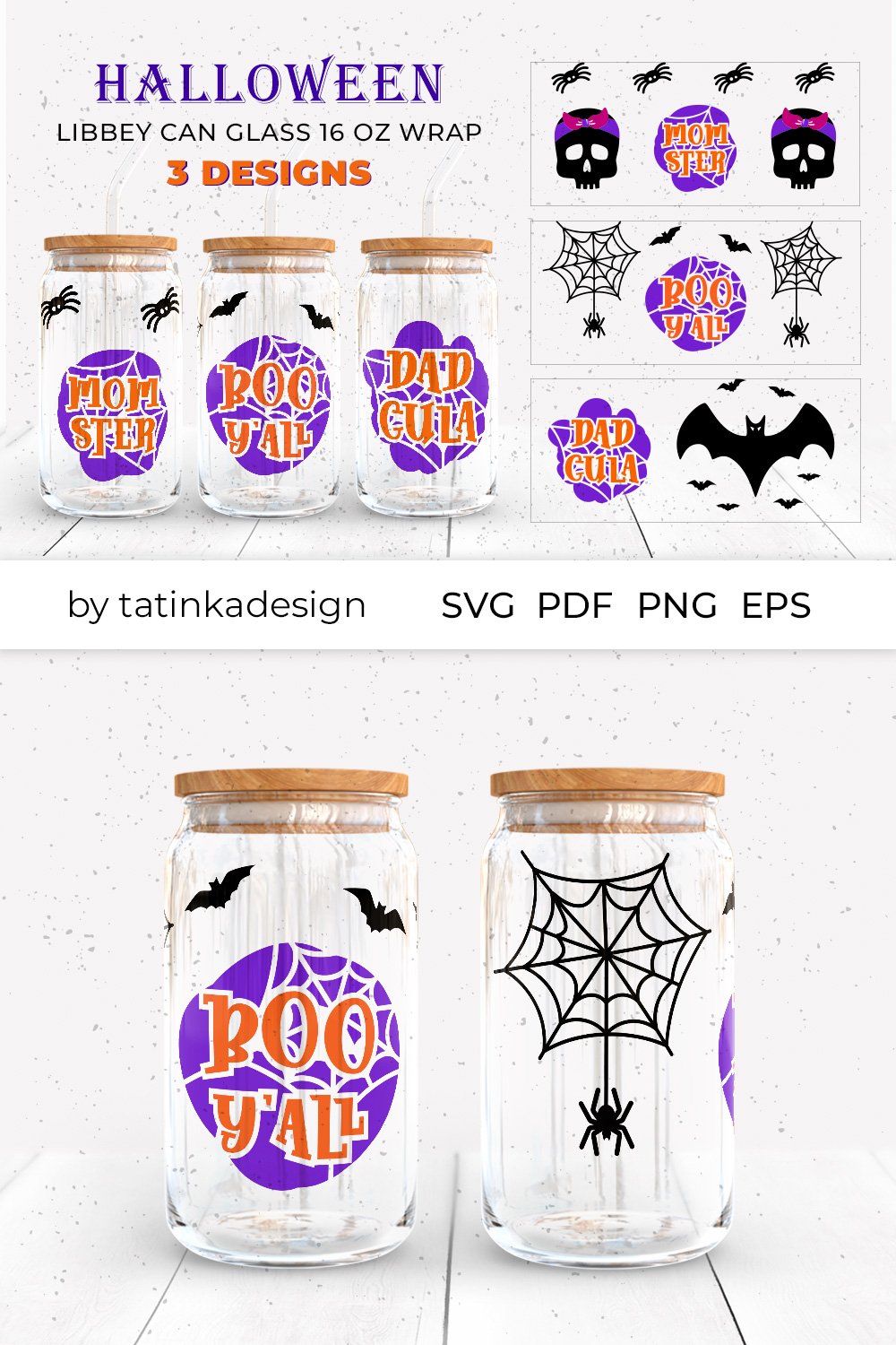 16 oz Halloween libbey glass wrap SVG | Can glass quotes